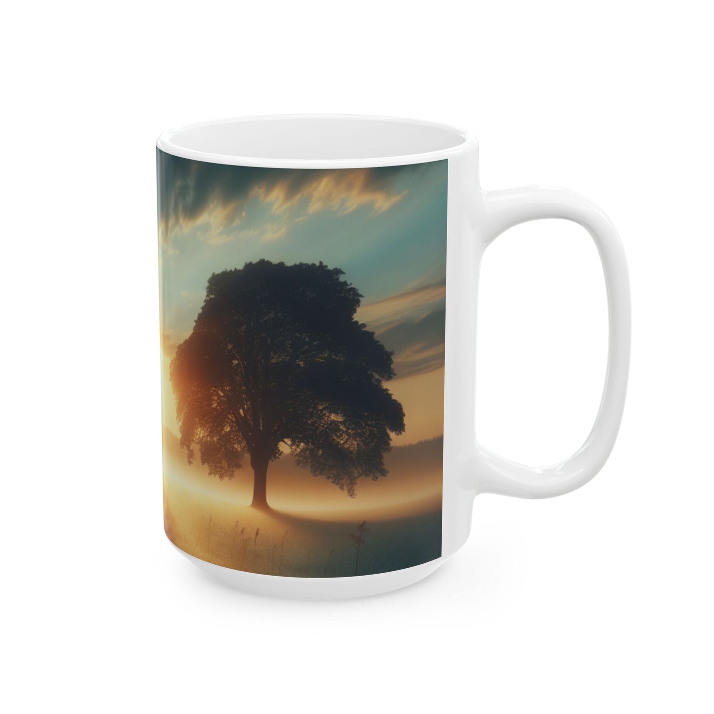 Sunrise Landscape Ceramic Mug – Morning Sun Scenic Coffee Cup (11oz, 15oz)