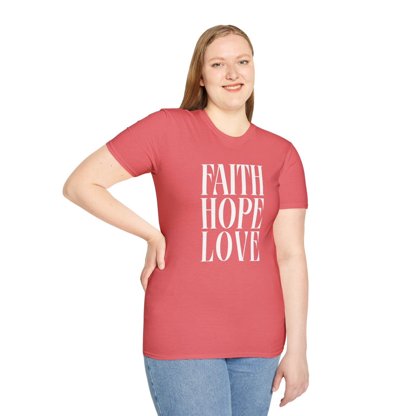 Faith Hope Love Unisex Softstyle T-Shirt | Inspirational Graphic Tee