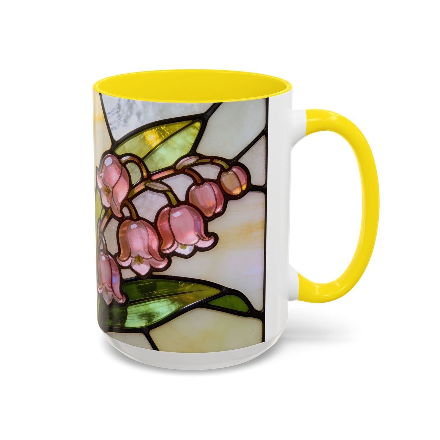 Stained Glass Lily of the Valley Accent Coffee Mug — Floral 11/15oz Gift