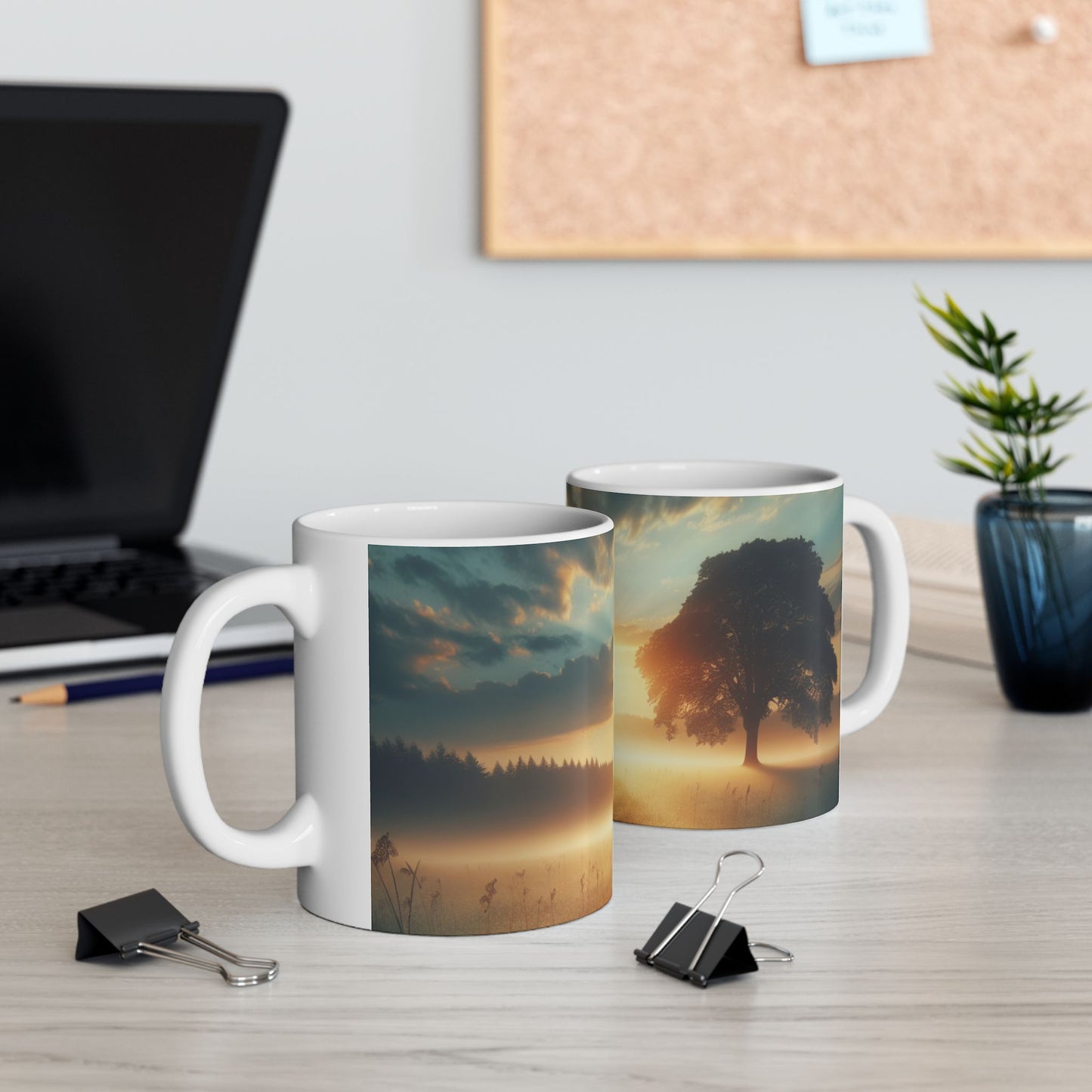 Sunrise Landscape Ceramic Mug – Morning Sun Scenic Coffee Cup (11oz, 15oz)