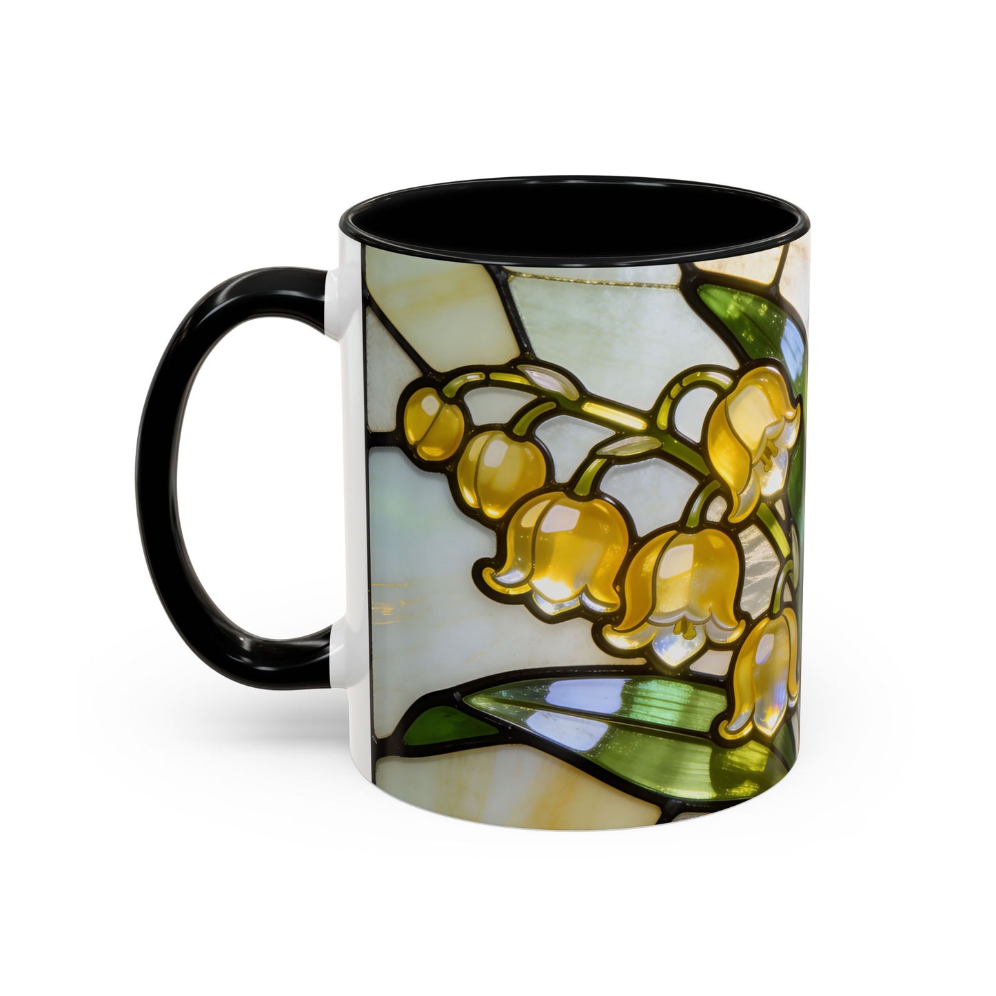 Stained Glass Lily of the Valley Accent Coffee Mug — Floral 11/15oz Gift