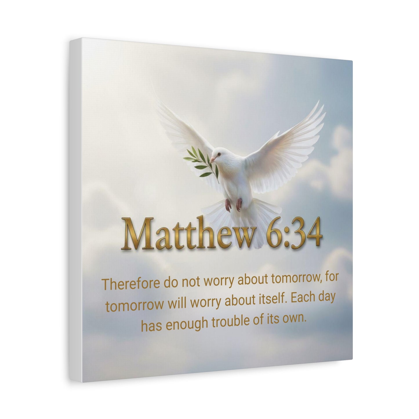 Inspirational Wall Art, Matthew 6:34 Canvas Print, Uplifting Home Decoration, Motivational Gift