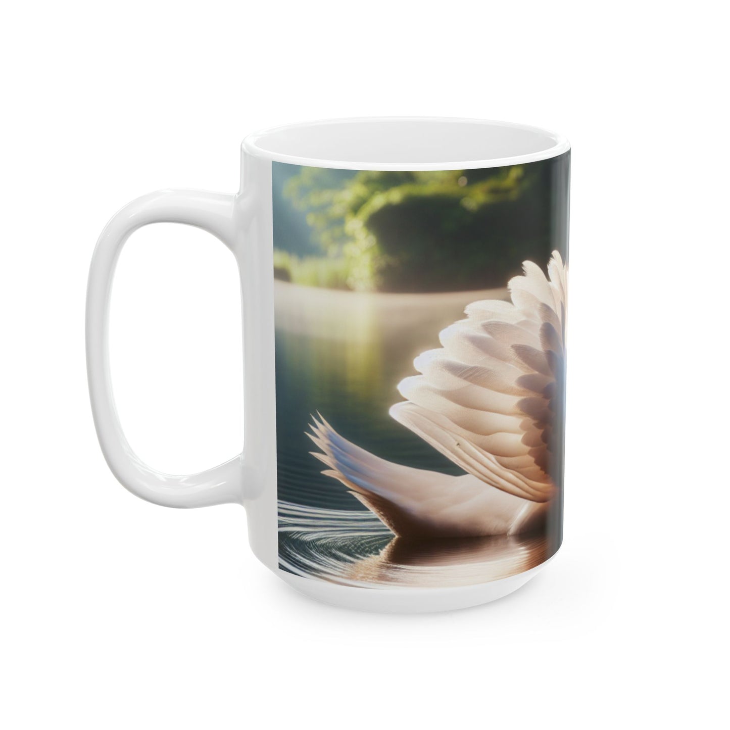 Swan Serenity Ceramic Mug — Peaceful Lake Morning Coffee Cup (11oz/15oz)