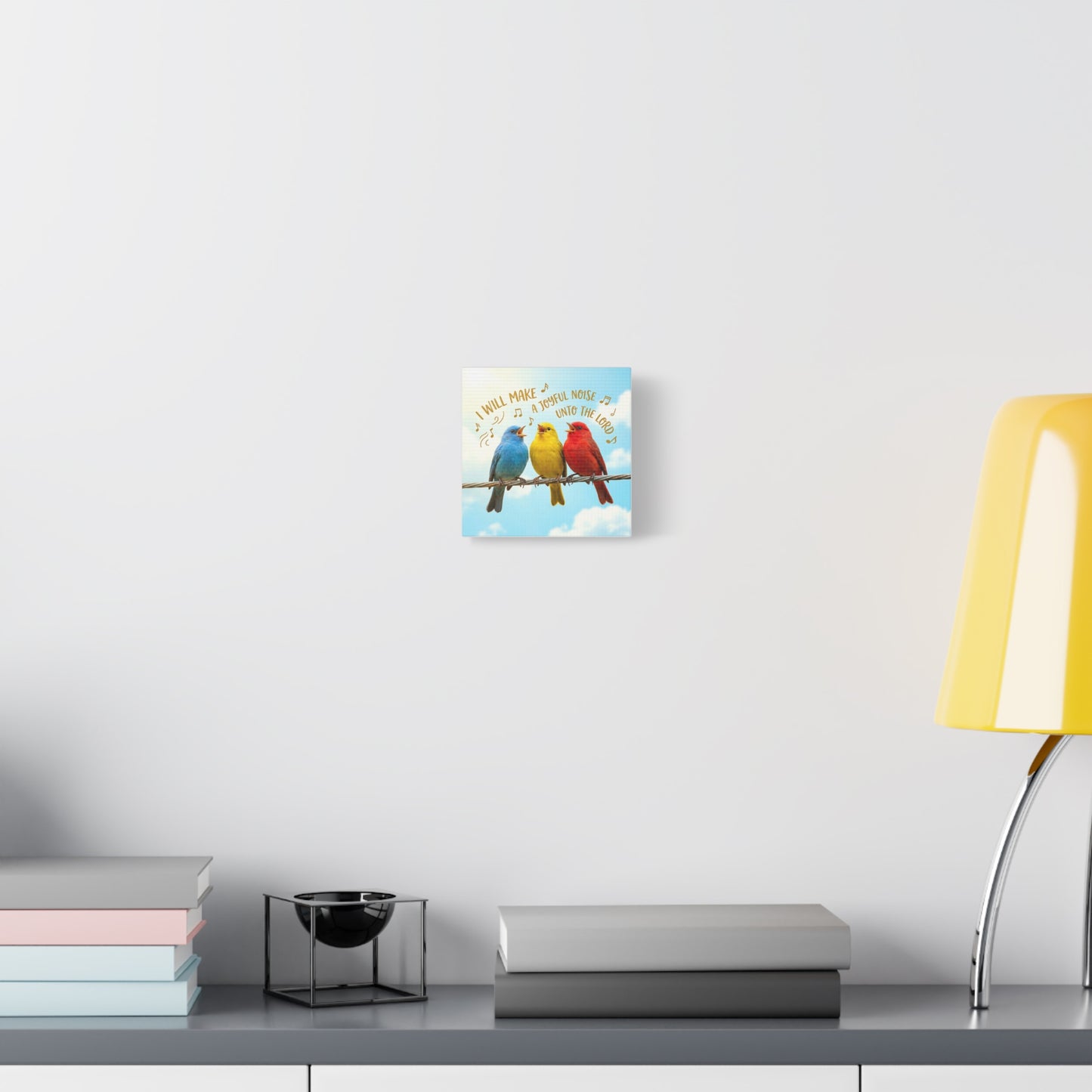 Joyful Birds Canvas Wall Art — "I Will Make A Joyful Noise unto the Lord" Motivational Wall Art