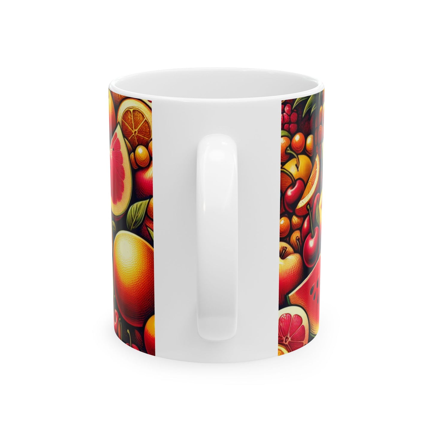 Vibrant Citrus & Watermelon Ceramic Mug — Colorful Fruit Pattern Coffee Cup (11oz/15oz)