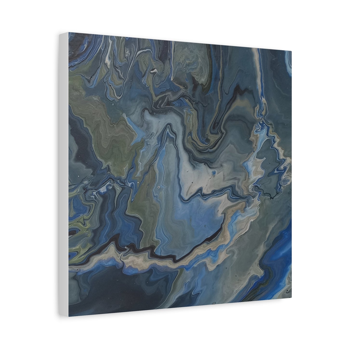 Blue Marble Abstract Matte Canvas Wall Art — Stretched 1.25"