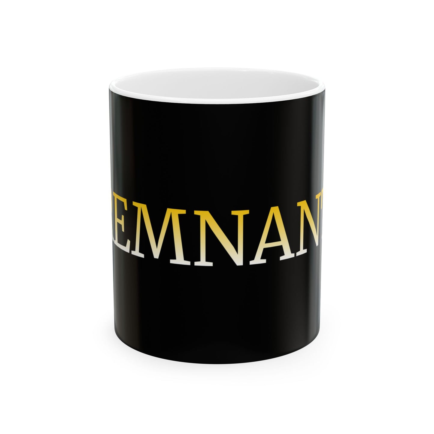 REMNANT Gold Lettering Black Ceramic Mug (11oz & 15oz) — Religious Coffee Cup, Christian Gift