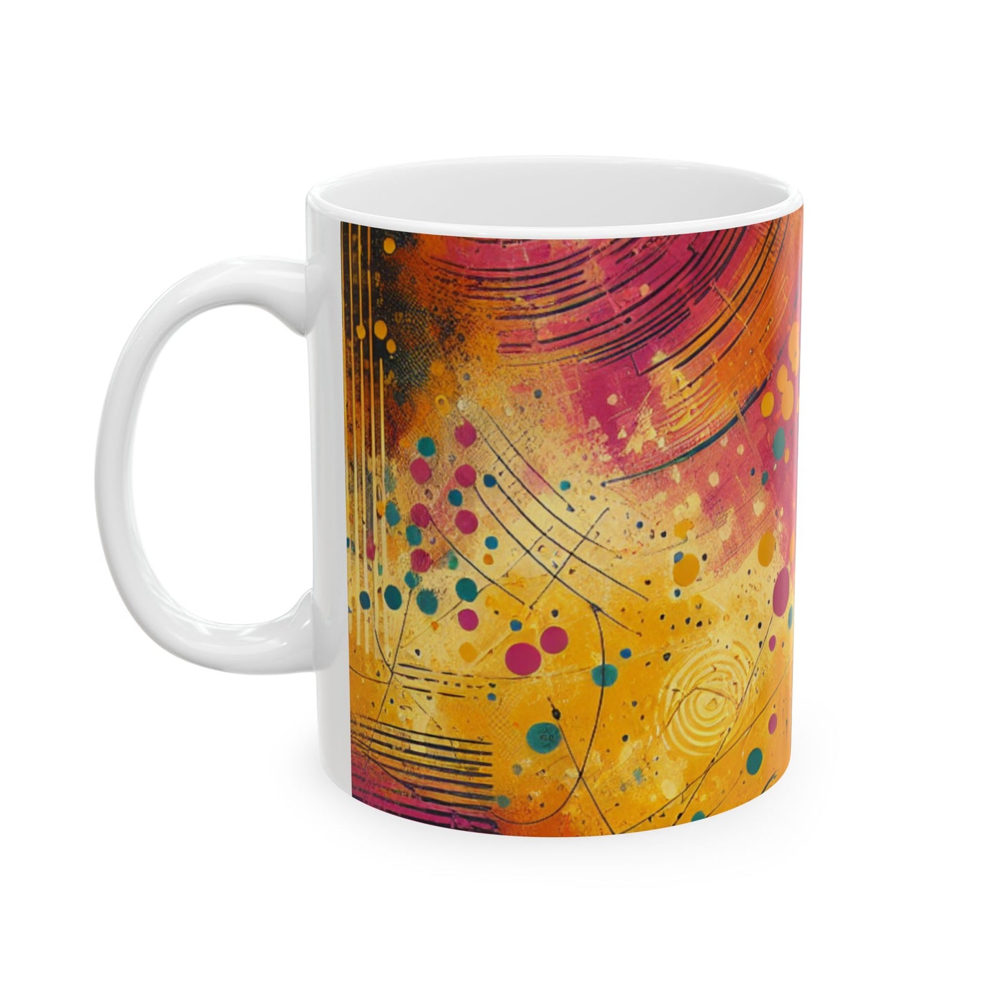 Vibrant Abstract Ceramic Mug - 11oz & 15oz, Perfect for Coffee Lovers