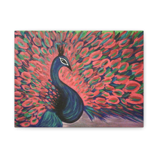 Vibrant Peacock Canvas Art - Colorful Stretched Wall Decor