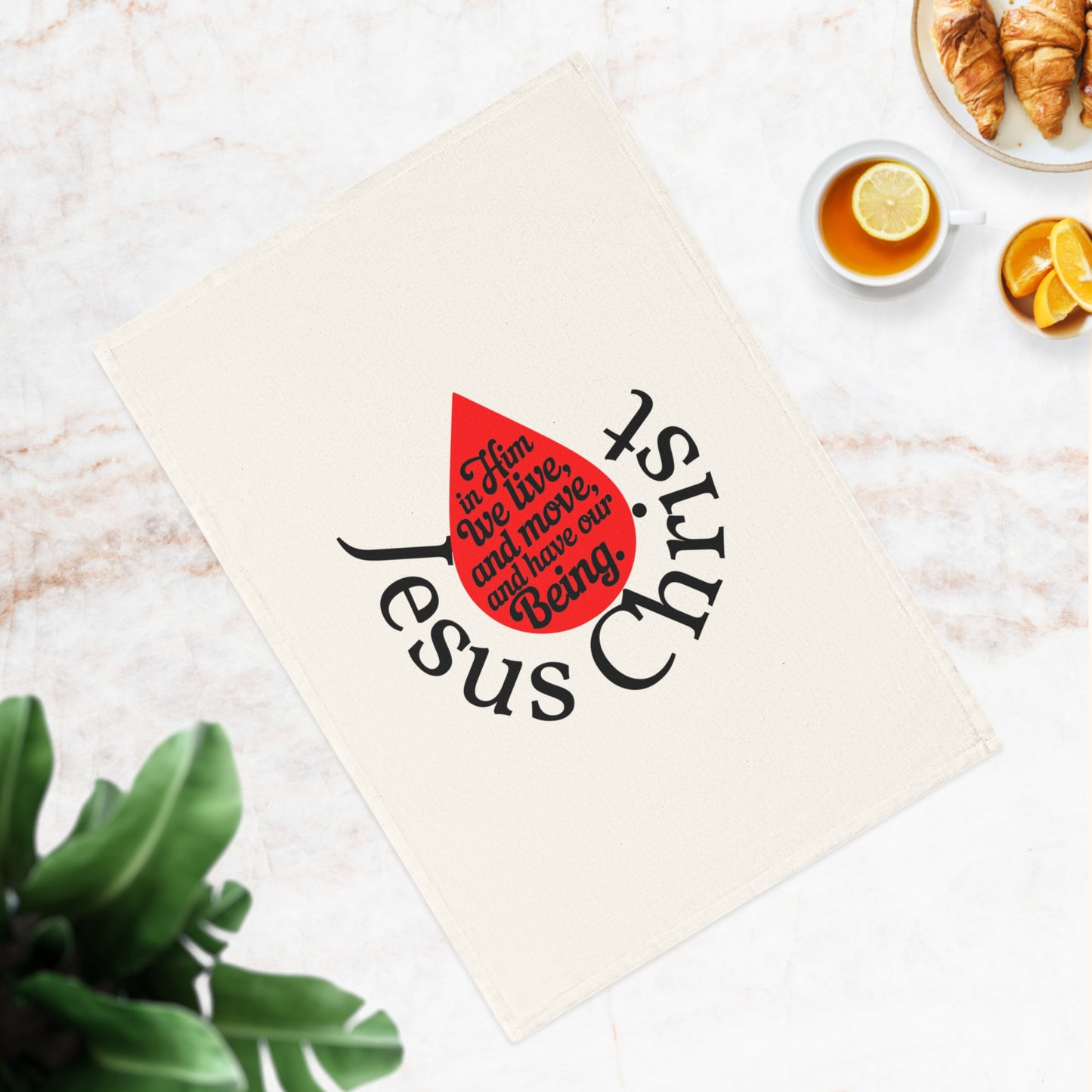Faith-Inspired Cotton Tea Towel with 'Jesus Christ' Design