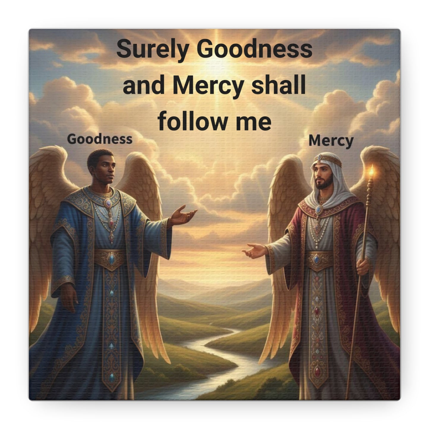 Godly Angels Blessing Canvas Print — Motivational Spiritual Wall Art, Religious Home Decor Gift