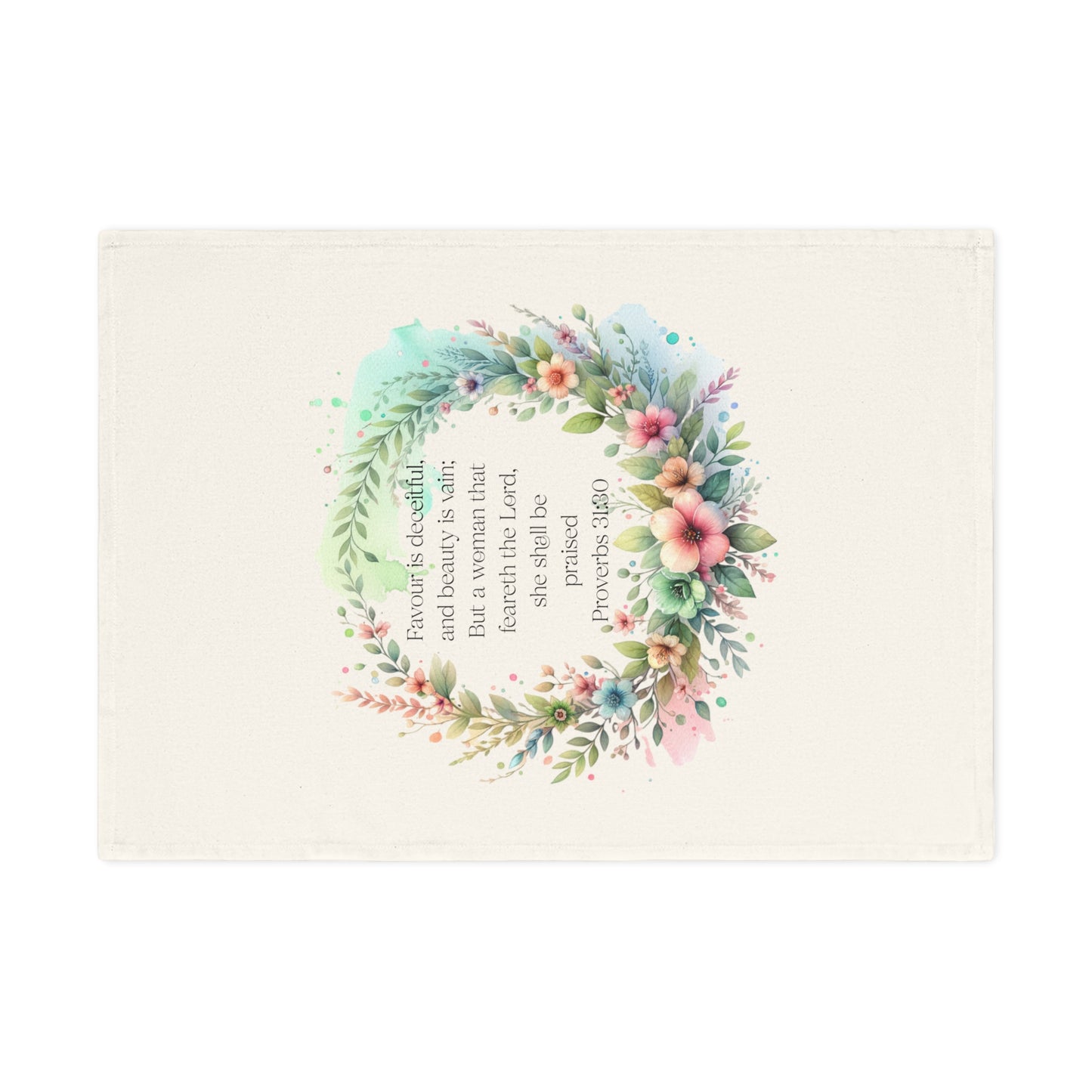 Decorative Cotton Tea Towel with Floral Proverbs Design