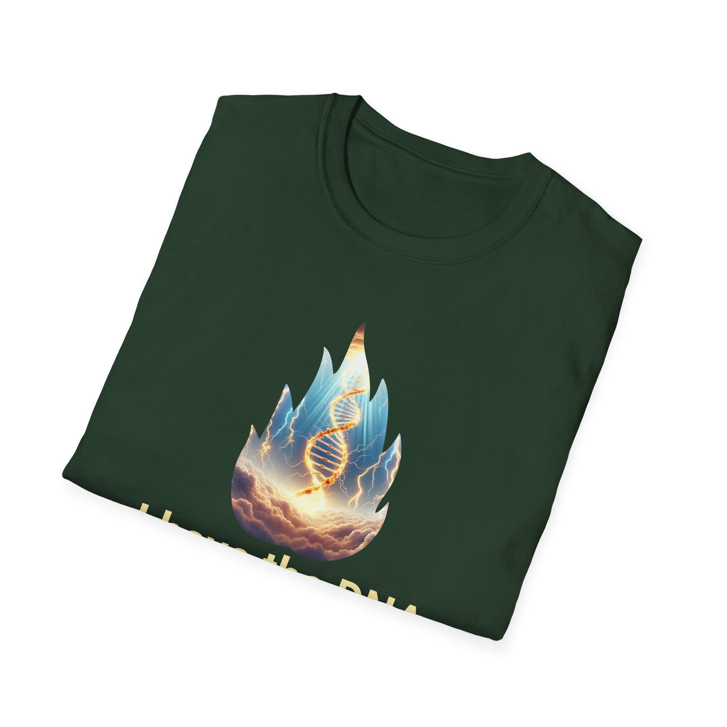 Christian Flame DNA T-Shirt — Faith & Science Inspired Graphic Tee, Unique Christian Gift