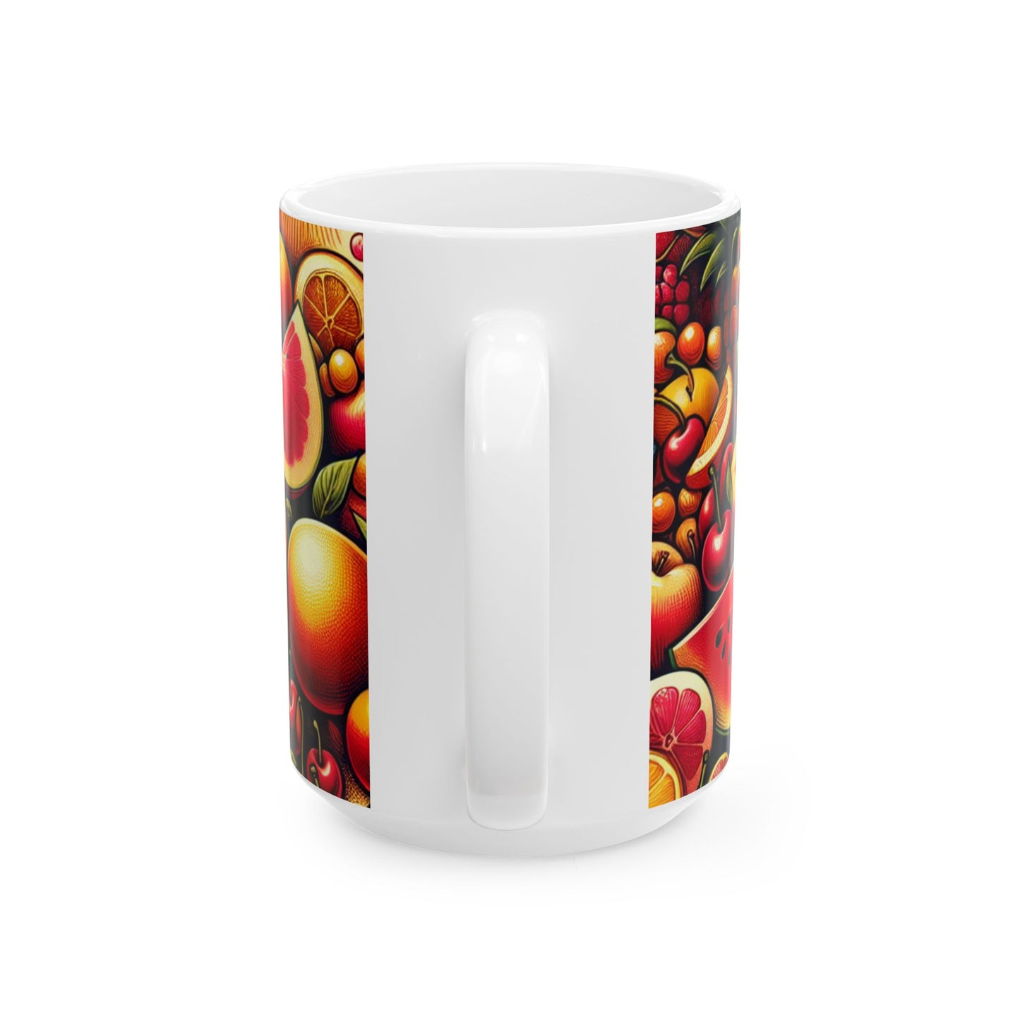 Vibrant Citrus & Watermelon Ceramic Mug — Colorful Fruit Pattern Coffee Cup (11oz/15oz)
