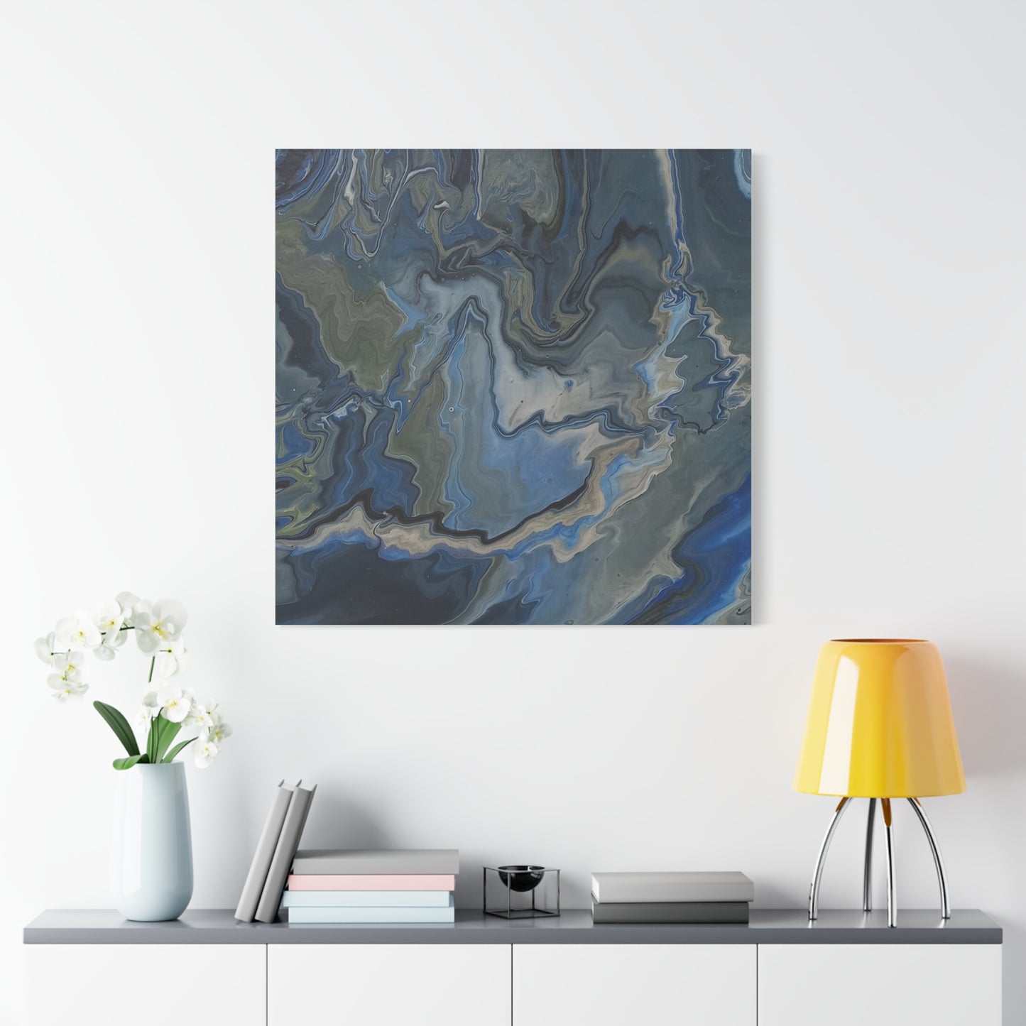 Blue Marble Abstract Matte Canvas Wall Art — Stretched 1.25"