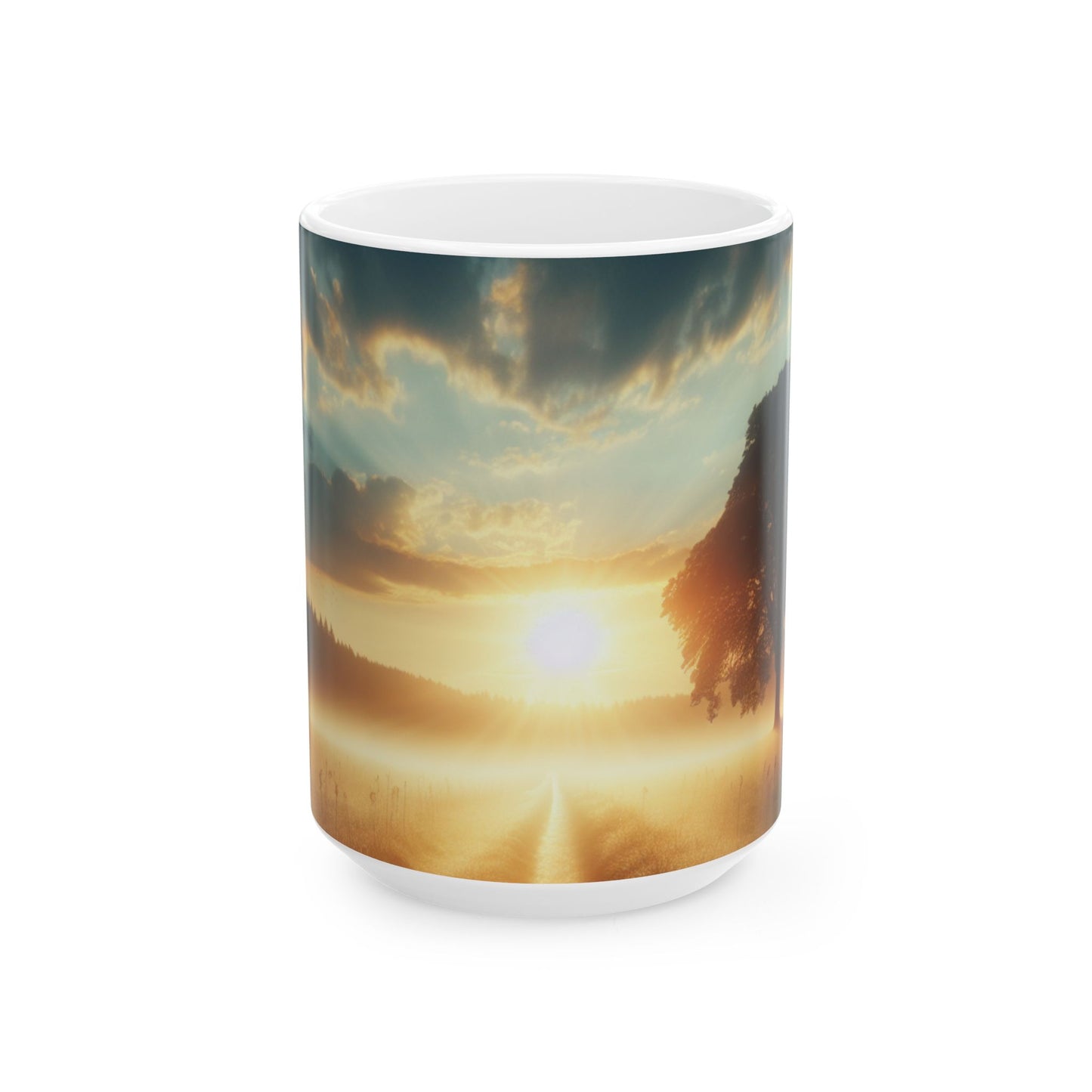 Sunrise Landscape Ceramic Mug – Morning Sun Scenic Coffee Cup (11oz, 15oz)