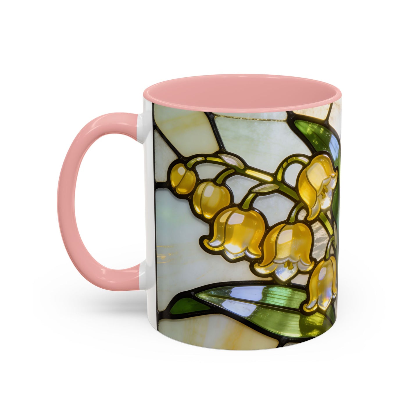 Stained Glass Lily of the Valley Accent Coffee Mug — Floral 11/15oz Gift