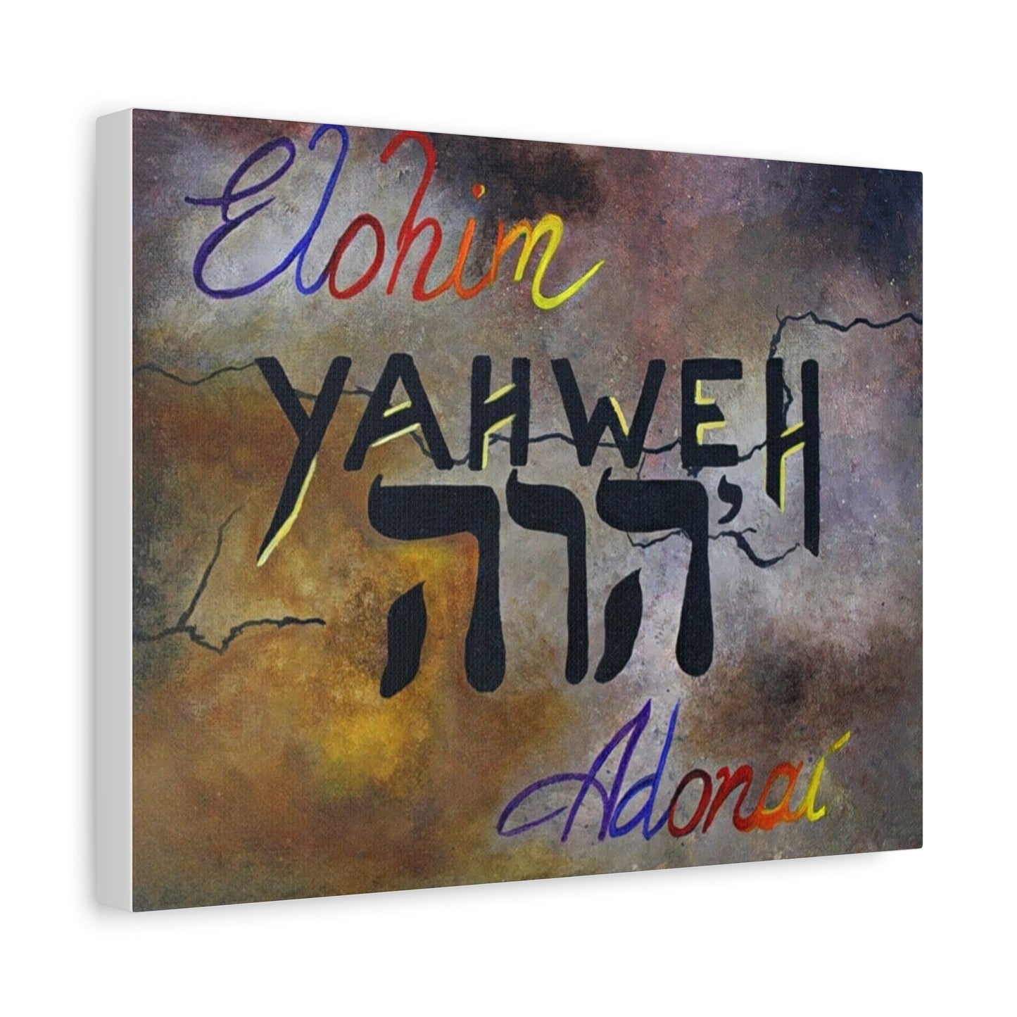Inspirational Christian Wall Art - Yahweh, Elohim, Adonai Design