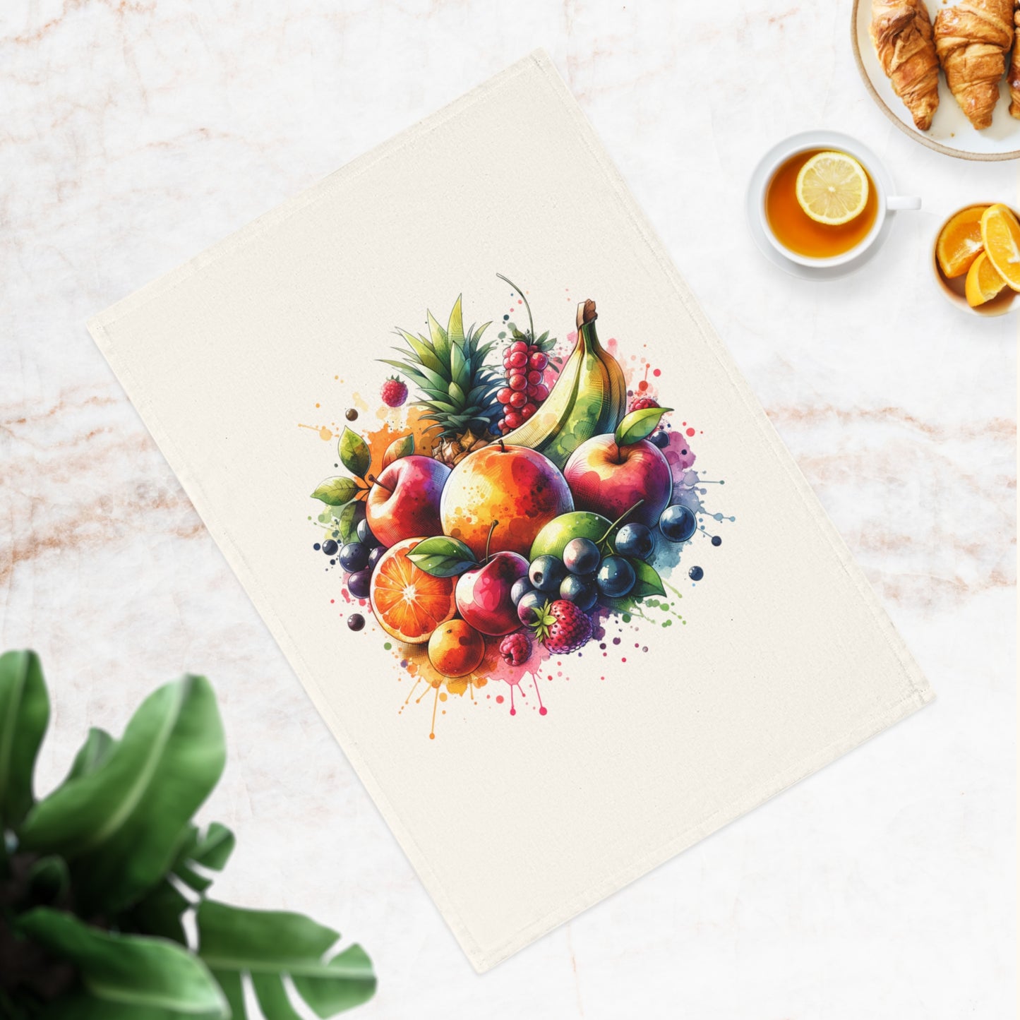 Vibrant Fruit Design 100% Organic Cotton Tea Towel