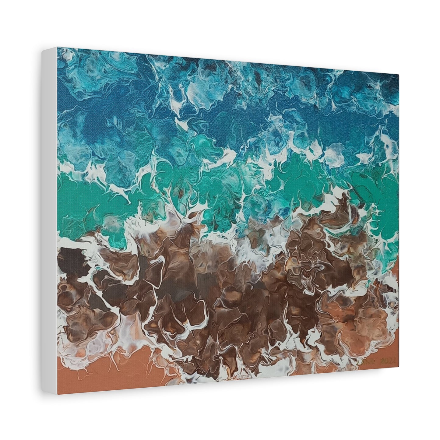 Abstract Ocean Waves Canvas Art - Stretched Matte Print