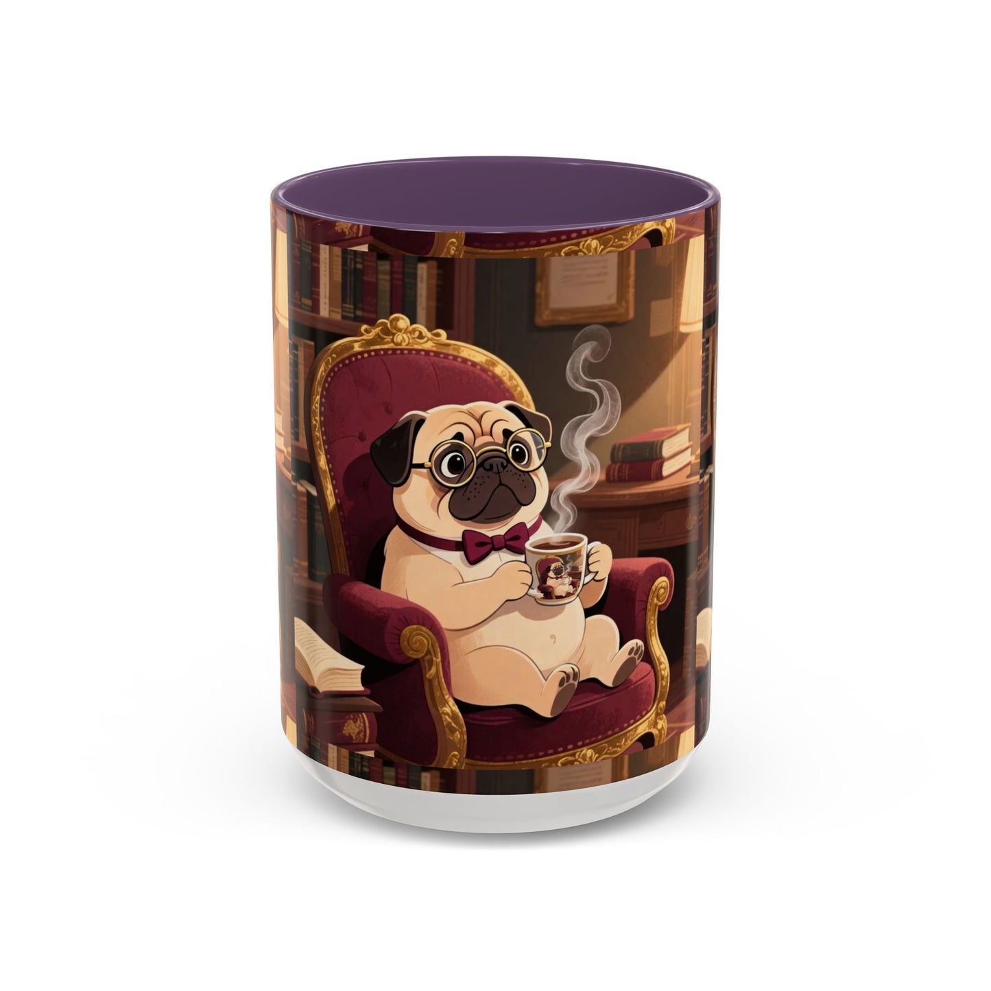 Pug in Armchair Coffee Mug — Cozy Literary Tea & Coffee Cup (11/15oz)