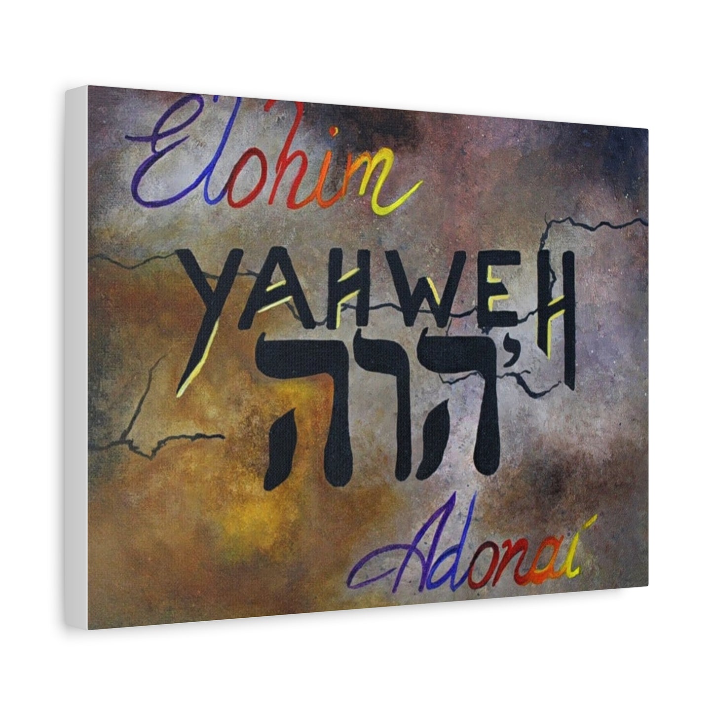 Inspirational Christian Wall Art - Yahweh, Elohim, Adonai Design