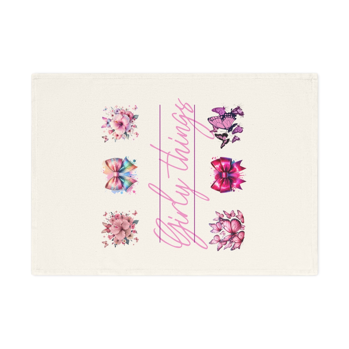 Girly Things Cotton Tea Towel - Floral and Bow Design