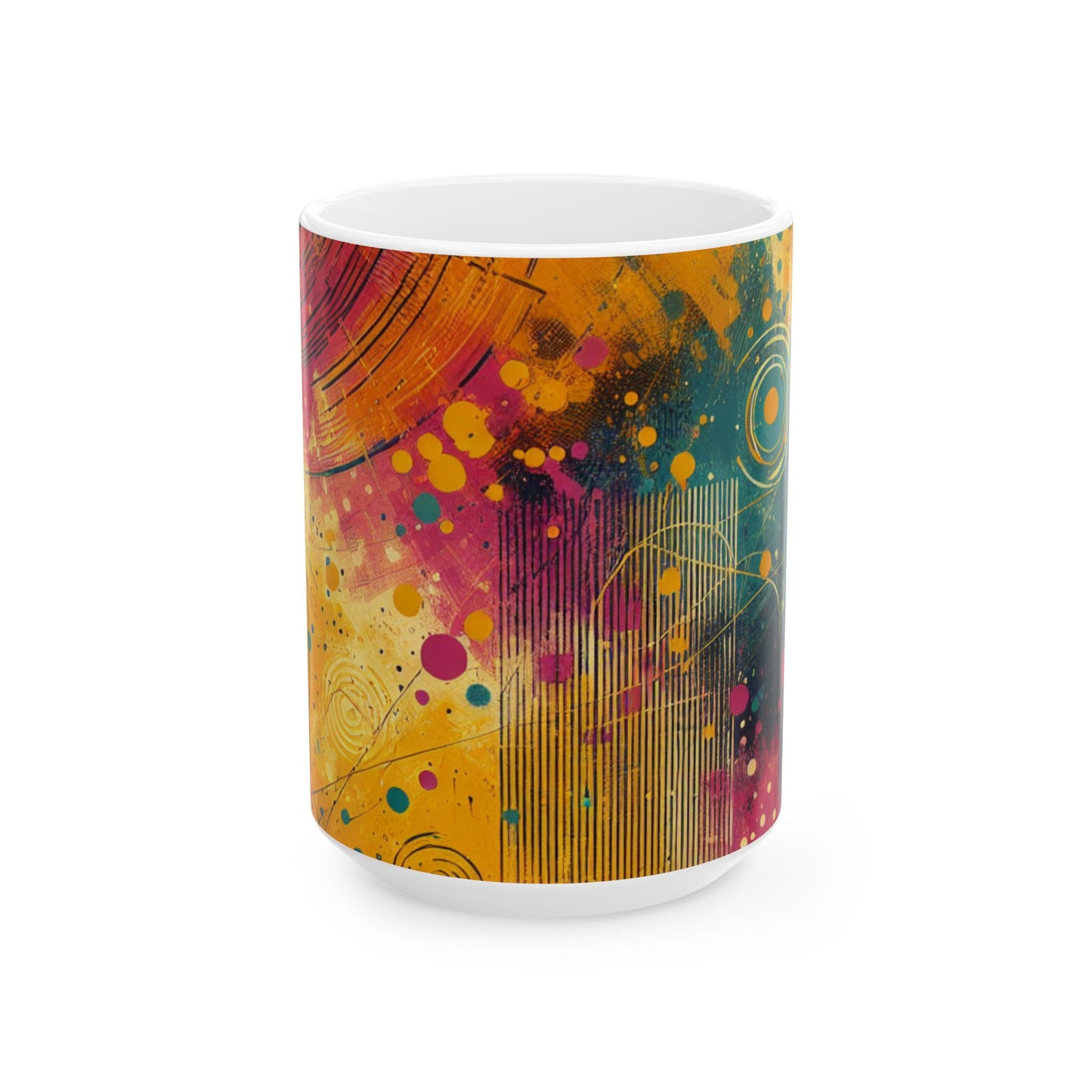 Vibrant Abstract Ceramic Mug - 11oz & 15oz, Perfect for Coffee Lovers