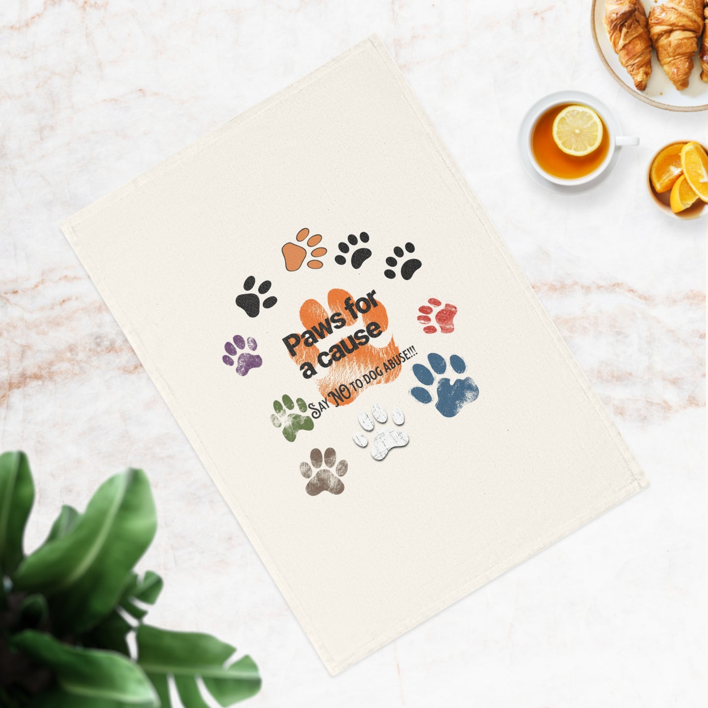 Paw Print Cotton Tea Towel - Perfect for Pet Lovers and Dog Enthusiasts