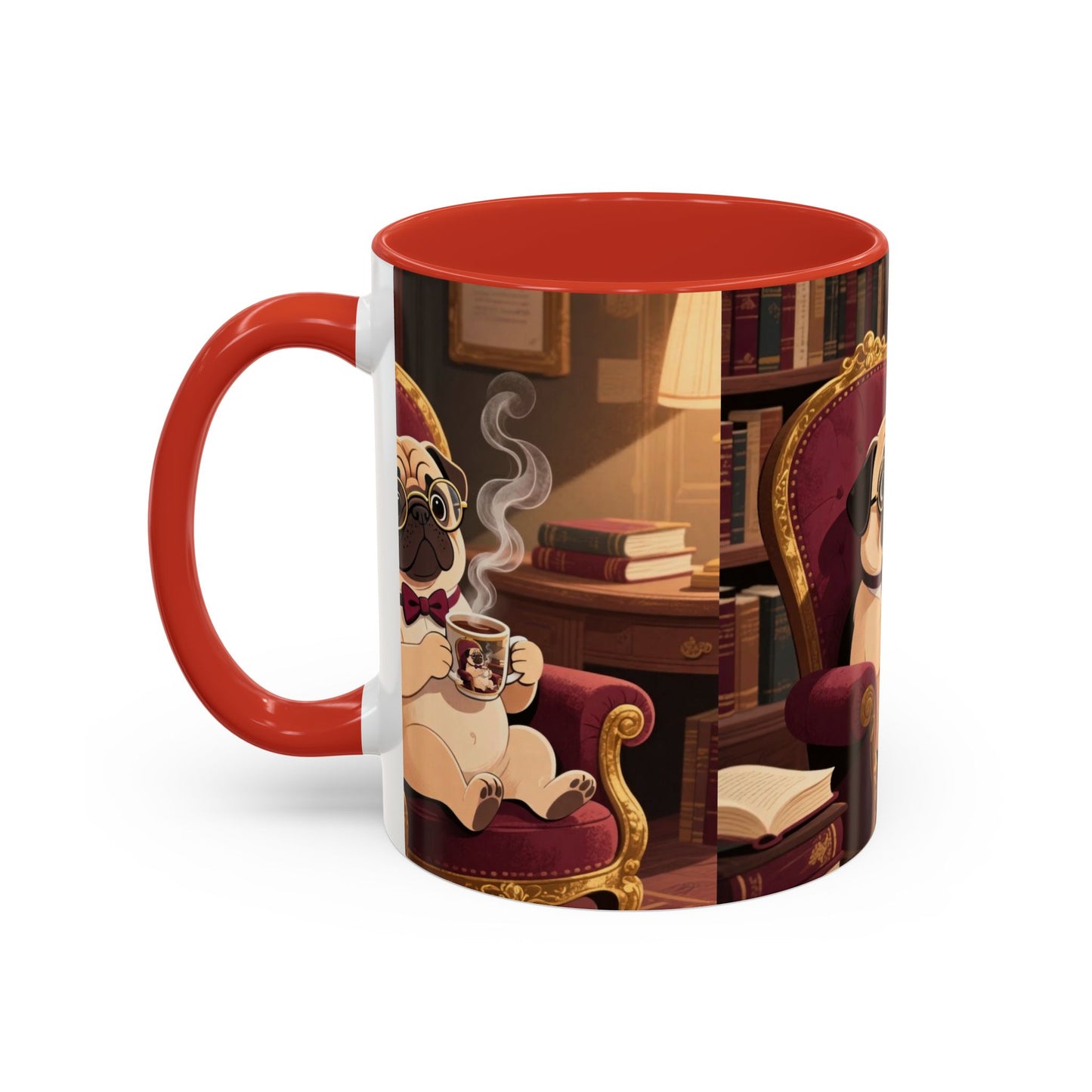 Pug in Armchair Coffee Mug — Cozy Literary Tea & Coffee Cup (11/15oz)