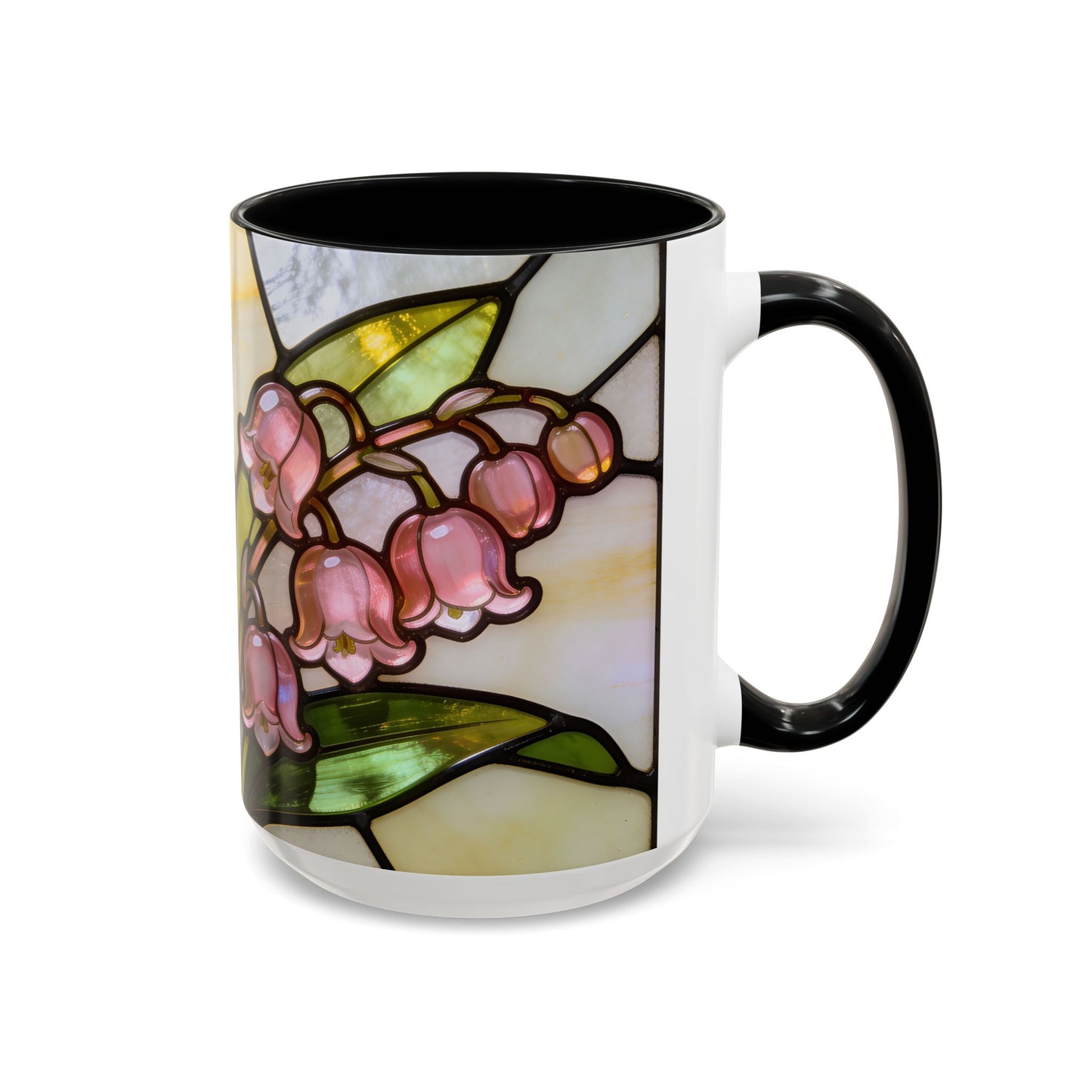 Stained Glass Lily of the Valley Accent Coffee Mug — Floral 11/15oz Gift