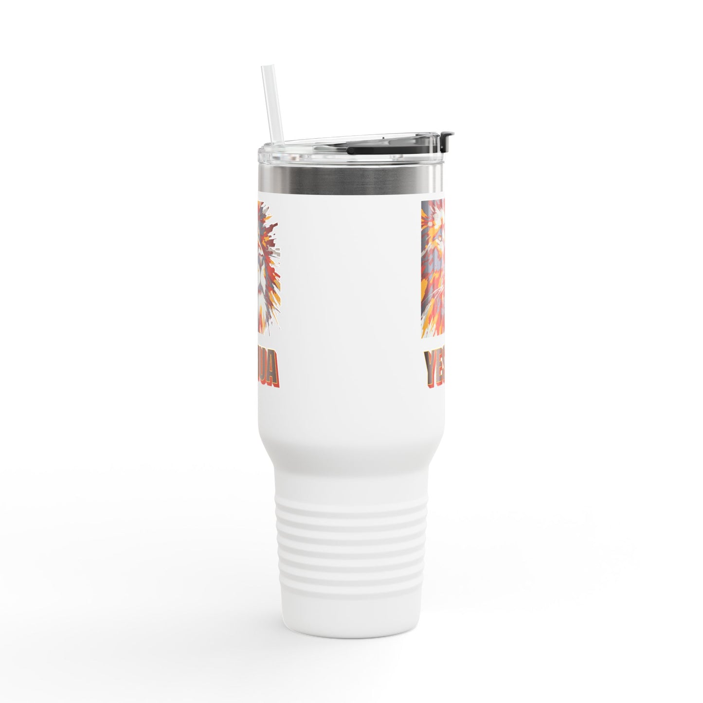 YESHUA 40oz Insulated Travel Mug - Inspirational Lion Design, Perfect for Hot & Cold Beverages