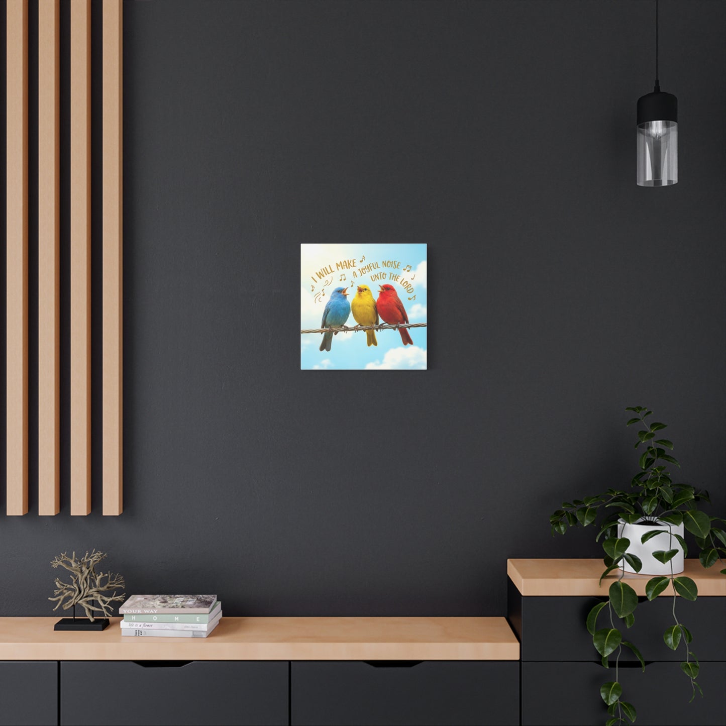 Joyful Birds Canvas Wall Art — "I Will Make A Joyful Noise unto the Lord" Motivational Wall Art