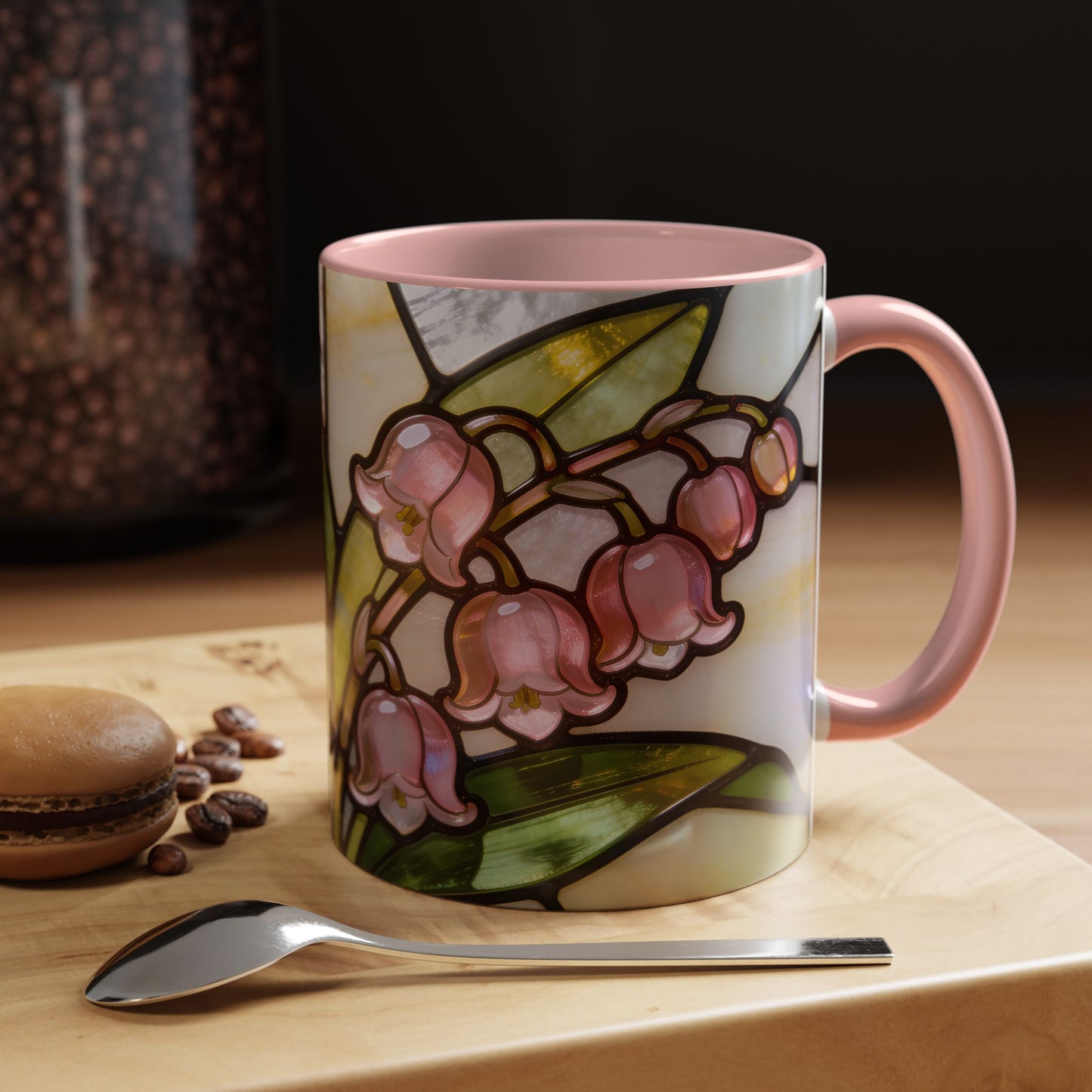 Stained Glass Lily of the Valley Accent Coffee Mug — Floral 11/15oz Gift