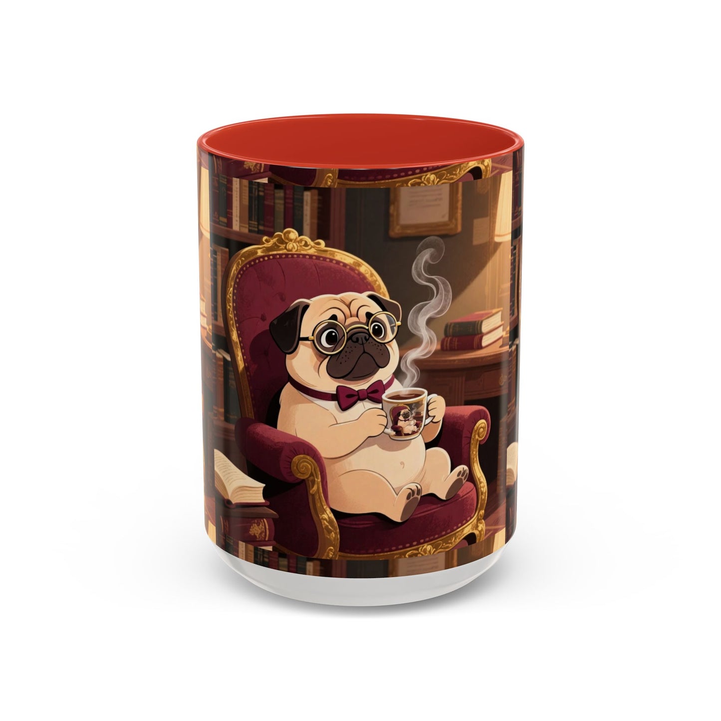 Pug in Armchair Coffee Mug — Cozy Literary Tea & Coffee Cup (11/15oz)