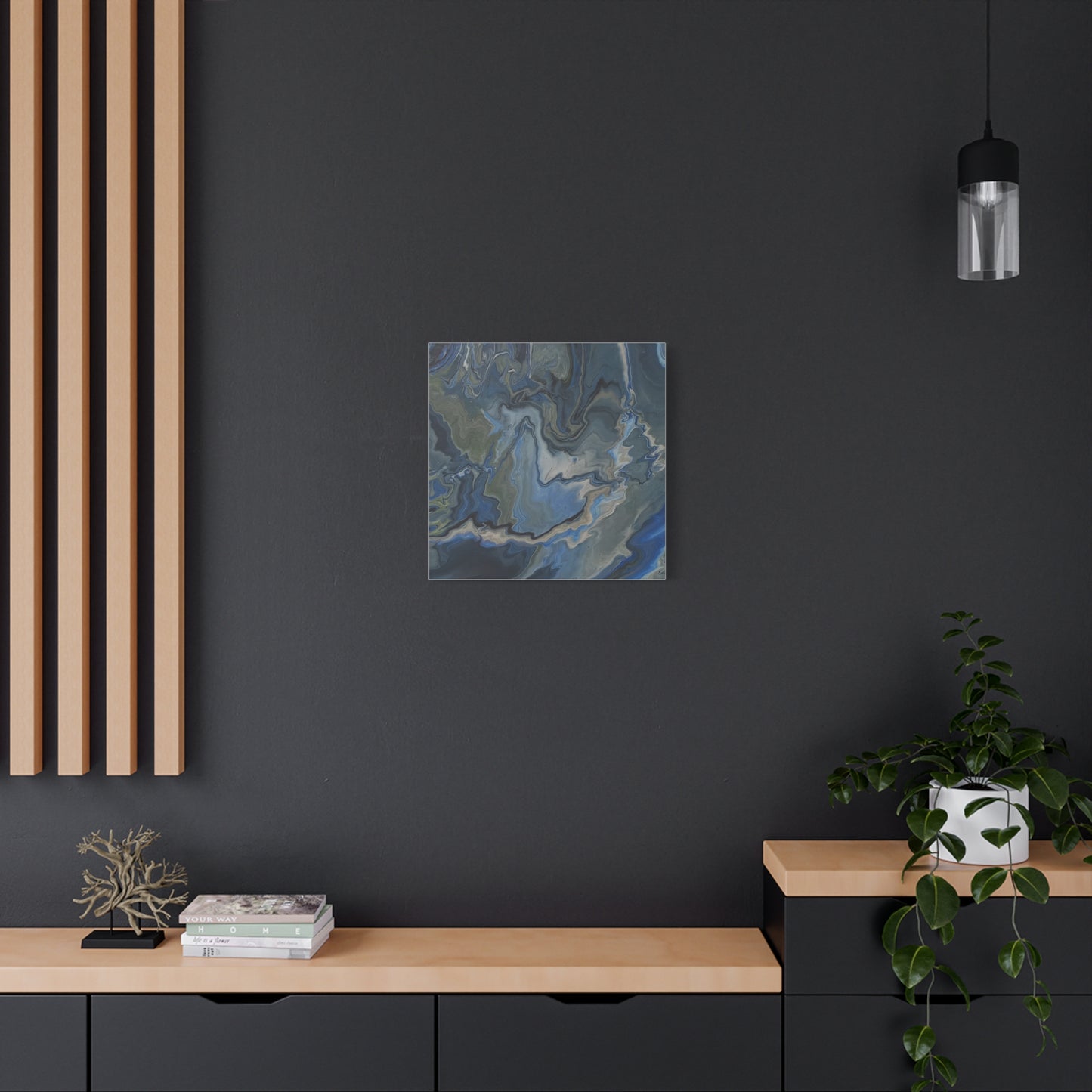 Blue Marble Abstract Matte Canvas Wall Art — Stretched 1.25"