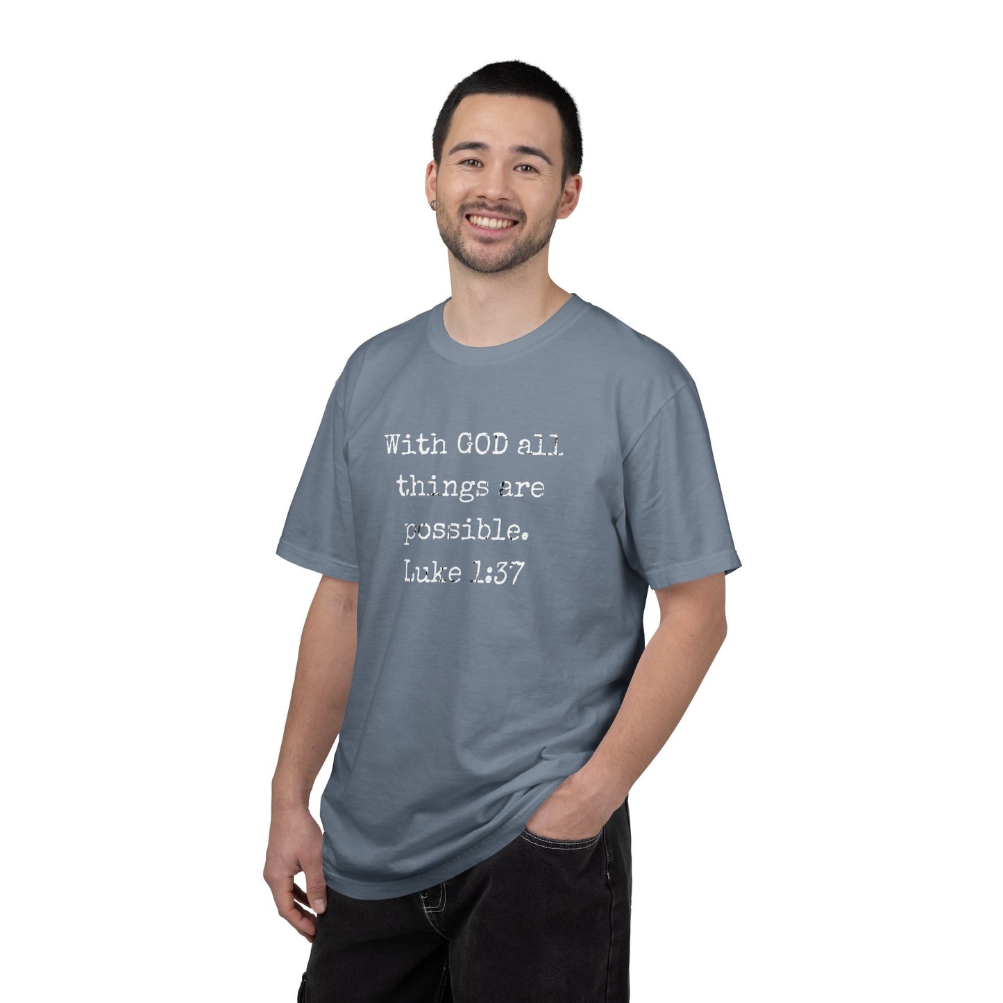 Luke 1:37 Bible Verse T-Shirt — "With GOD all things are possible" Faith Tee