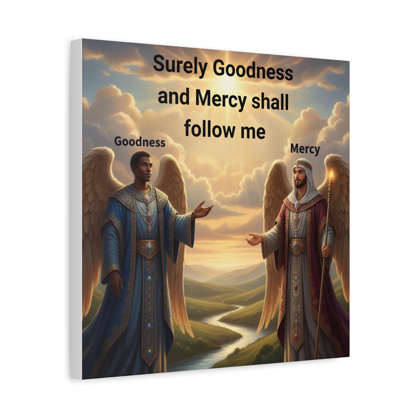 Godly Angels Blessing Canvas Print — Motivational Spiritual Wall Art, Religious Home Decor Gift