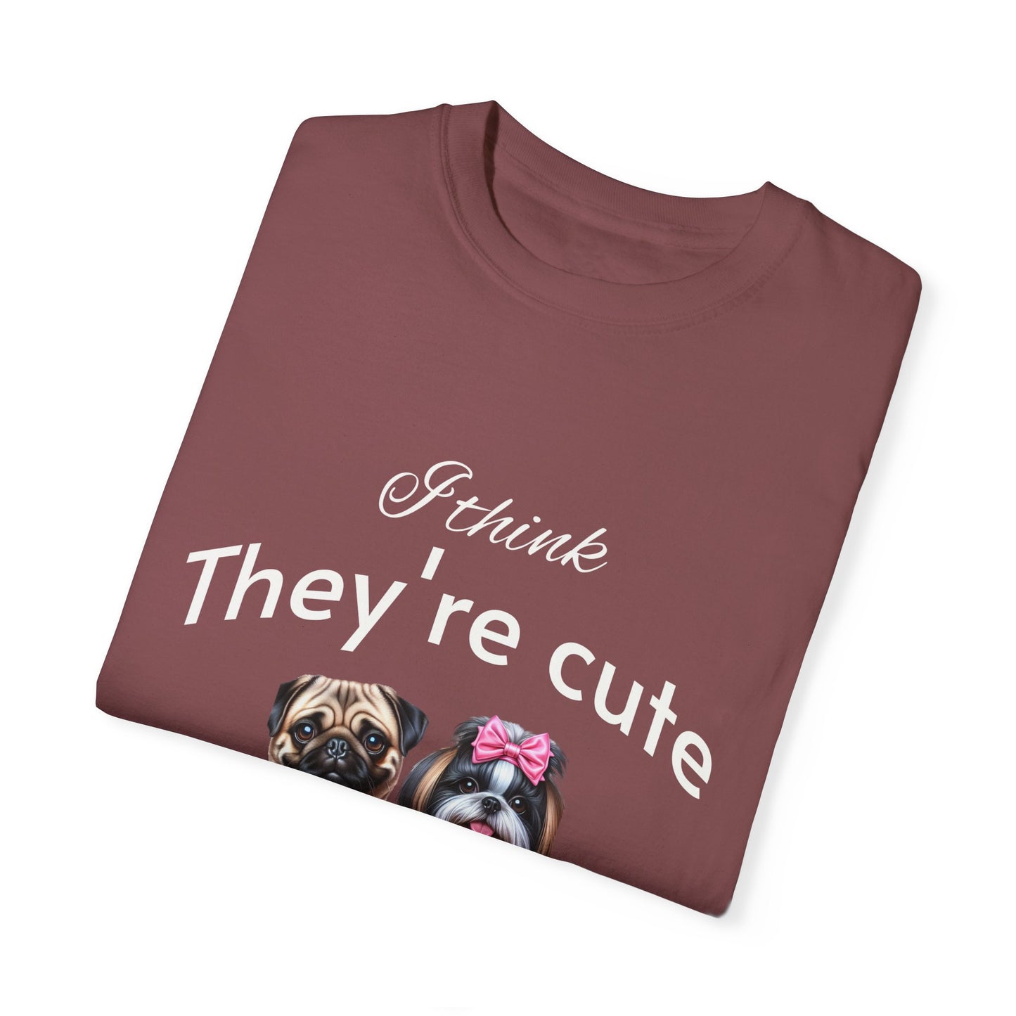 I think they're cute - an adorable pug and a  cute shih tzu toy dog -  Unisex T-Shirt -  Nature Art Tee