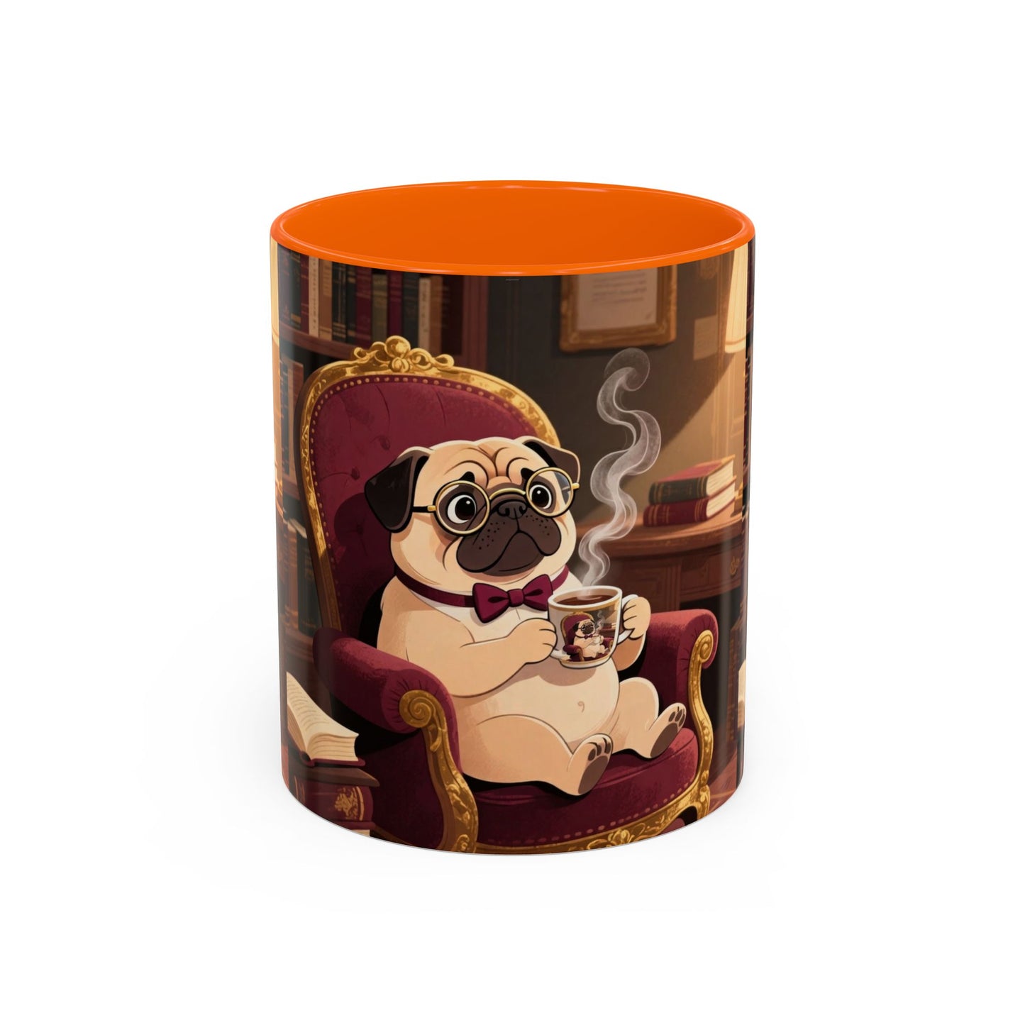 Pug in Armchair Coffee Mug — Cozy Literary Tea & Coffee Cup (11/15oz)