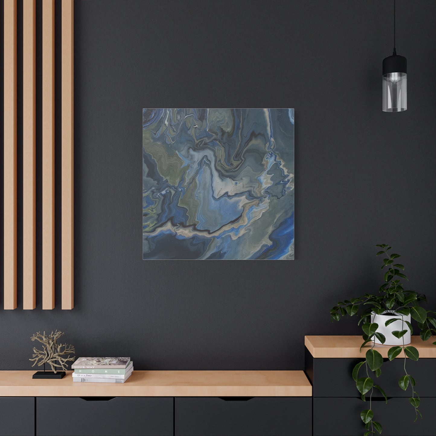 Blue Marble Abstract Matte Canvas Wall Art — Stretched 1.25"