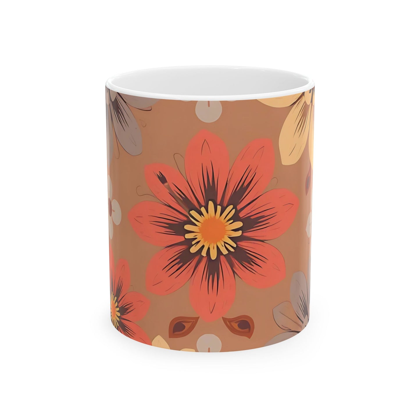 Autumn Blossom Ceramic Mug — Vintage Floral Coffee Cup (11oz/15oz)