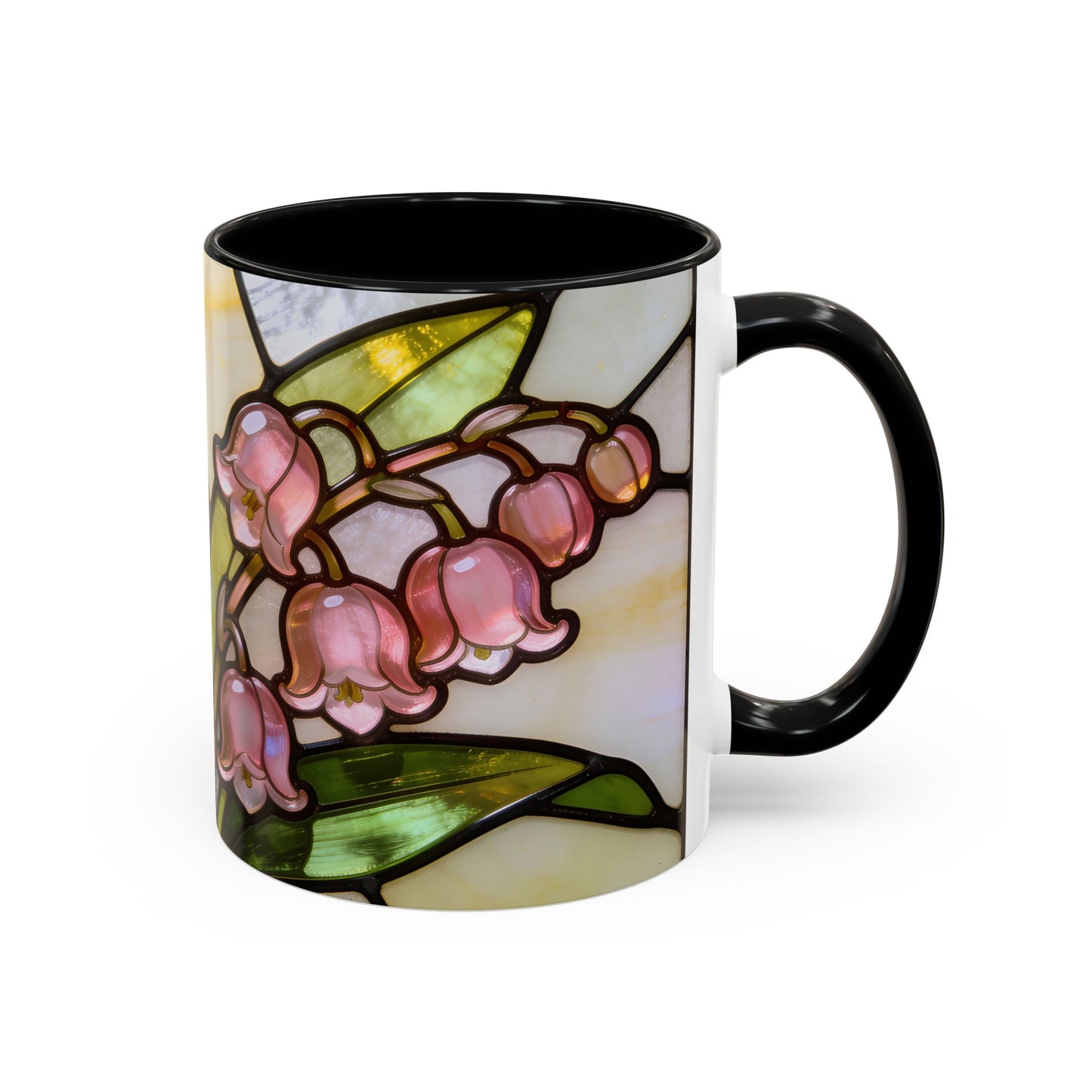 Stained Glass Lily of the Valley Accent Coffee Mug — Floral 11/15oz Gift