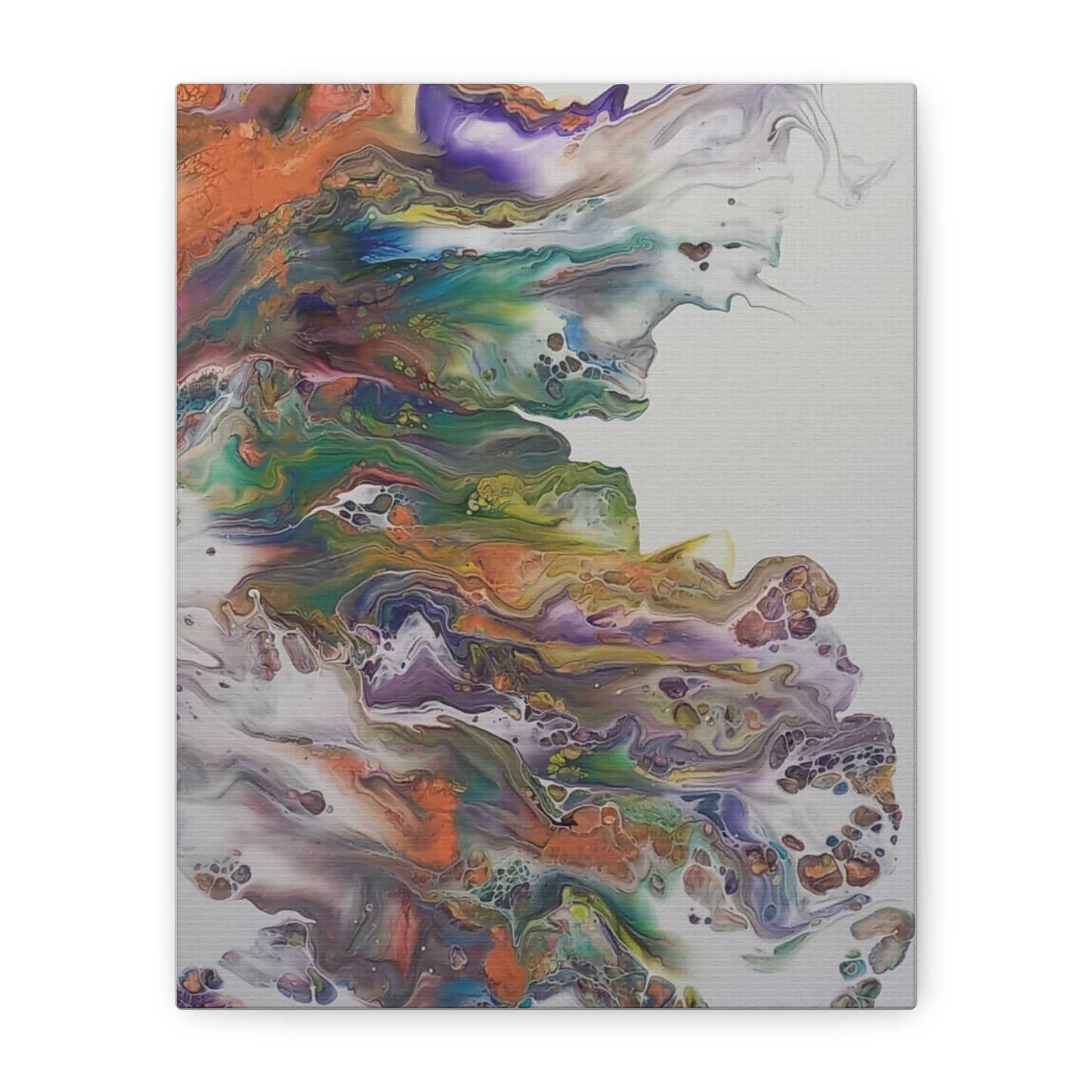 Acrylic pour painting with vibrant colors - canvas custom artwork - 8 by 10 inches