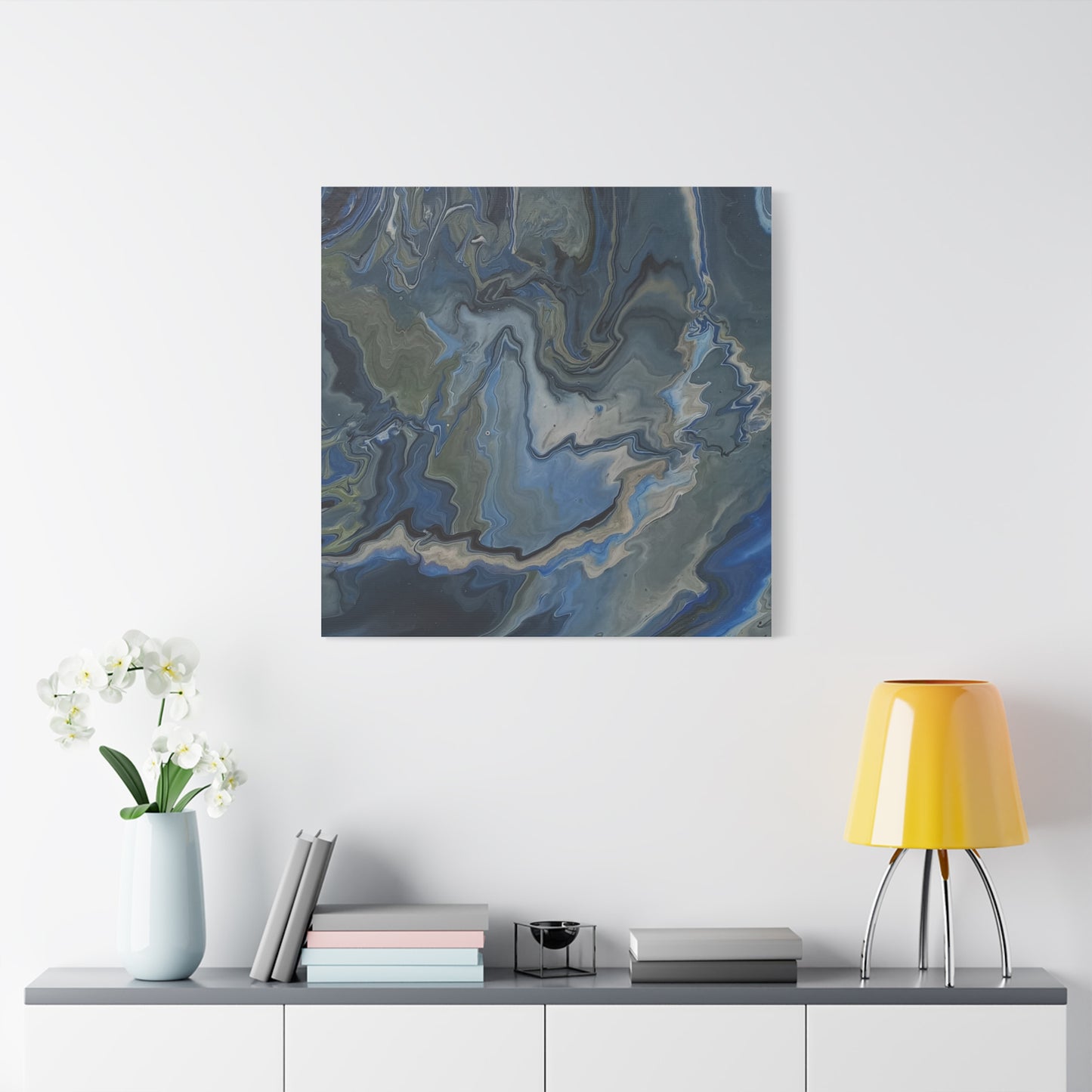 Blue Marble Abstract Matte Canvas Wall Art — Stretched 1.25"