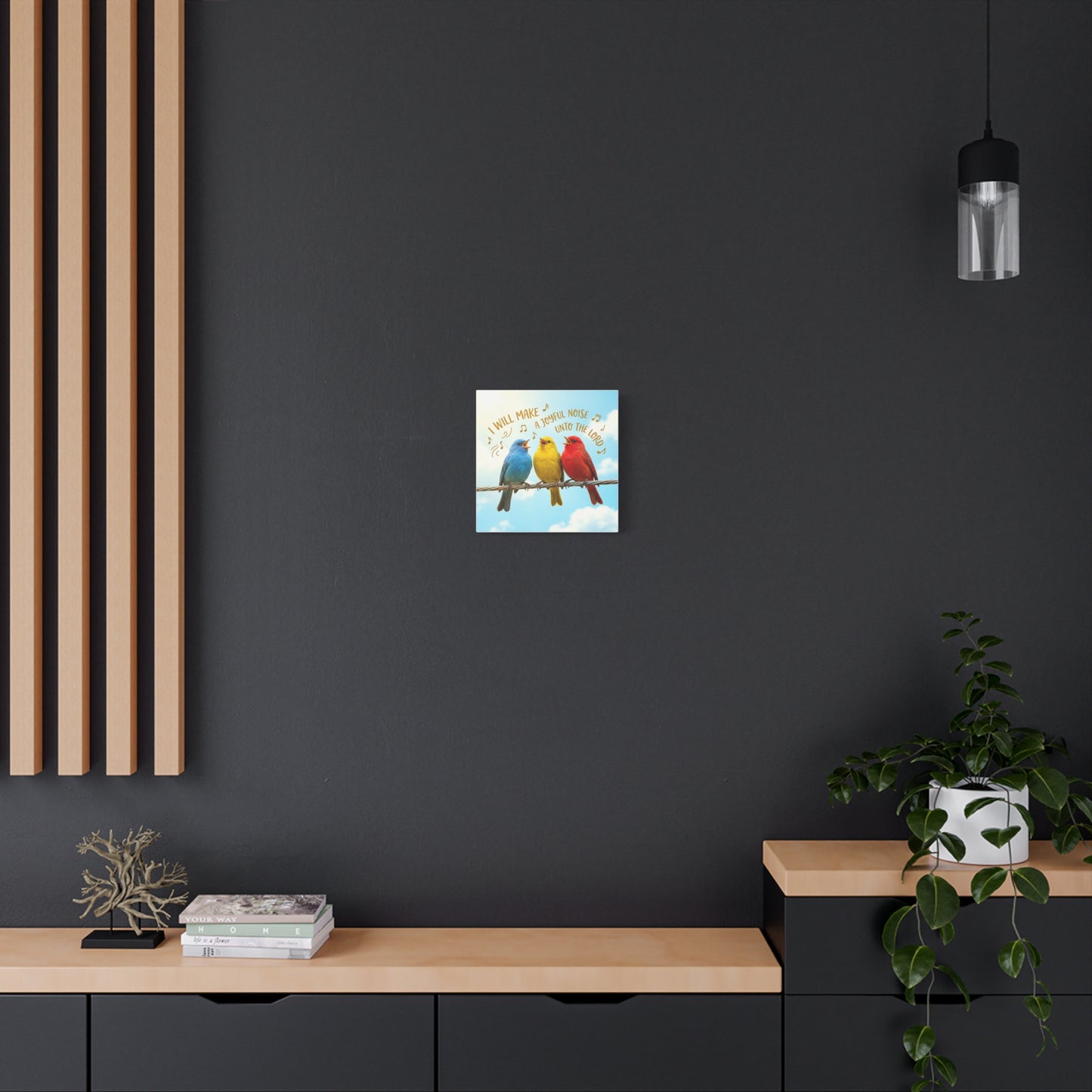 Joyful Birds Canvas Wall Art — "I Will Make A Joyful Noise unto the Lord" Motivational Wall Art