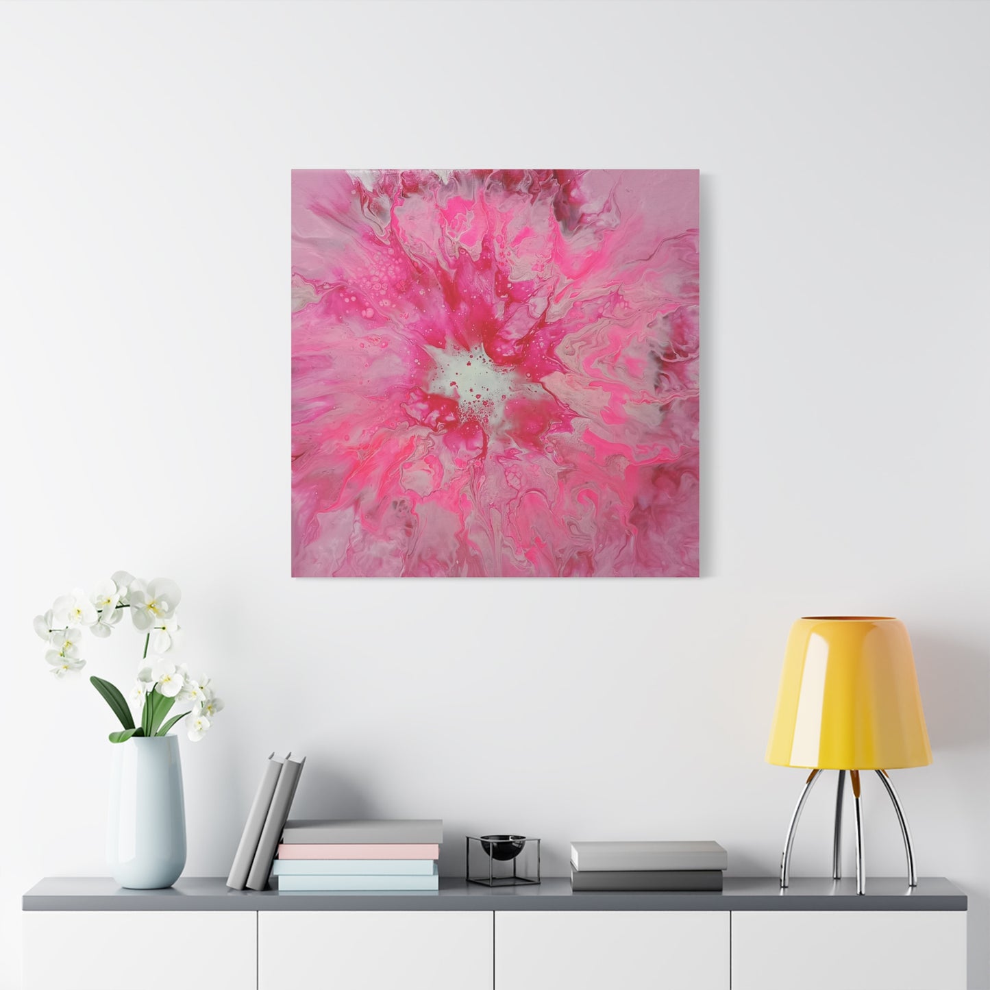 Pink Floral Explosion Matte Canvas Print — Abstract Flower Wall Art