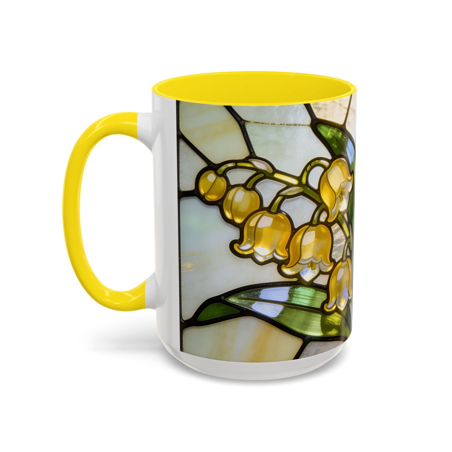 Stained Glass Lily of the Valley Accent Coffee Mug — Floral 11/15oz Gift