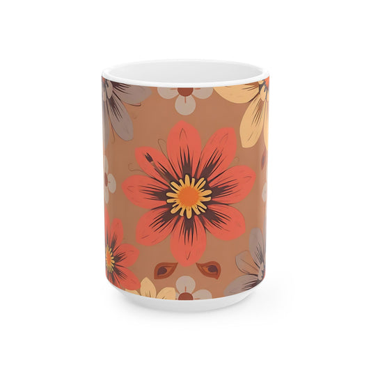 Autumn Blossom Ceramic Mug — Vintage Floral Coffee Cup (11oz/15oz)