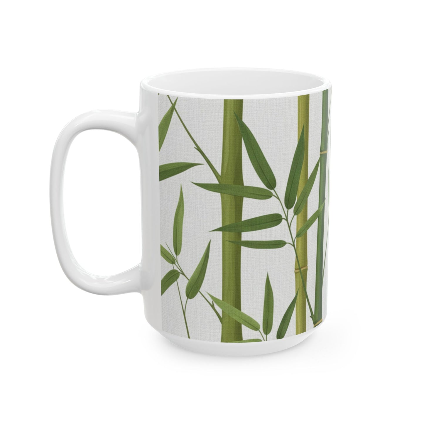 Bamboo Botanical Ceramic Mug — Green Bamboo Stalks Coffee Cup (11oz & 15oz)